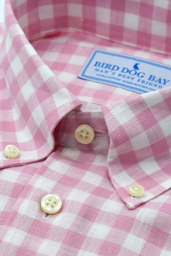 Garrett: Linen Shirt - Pink Clean-cut look