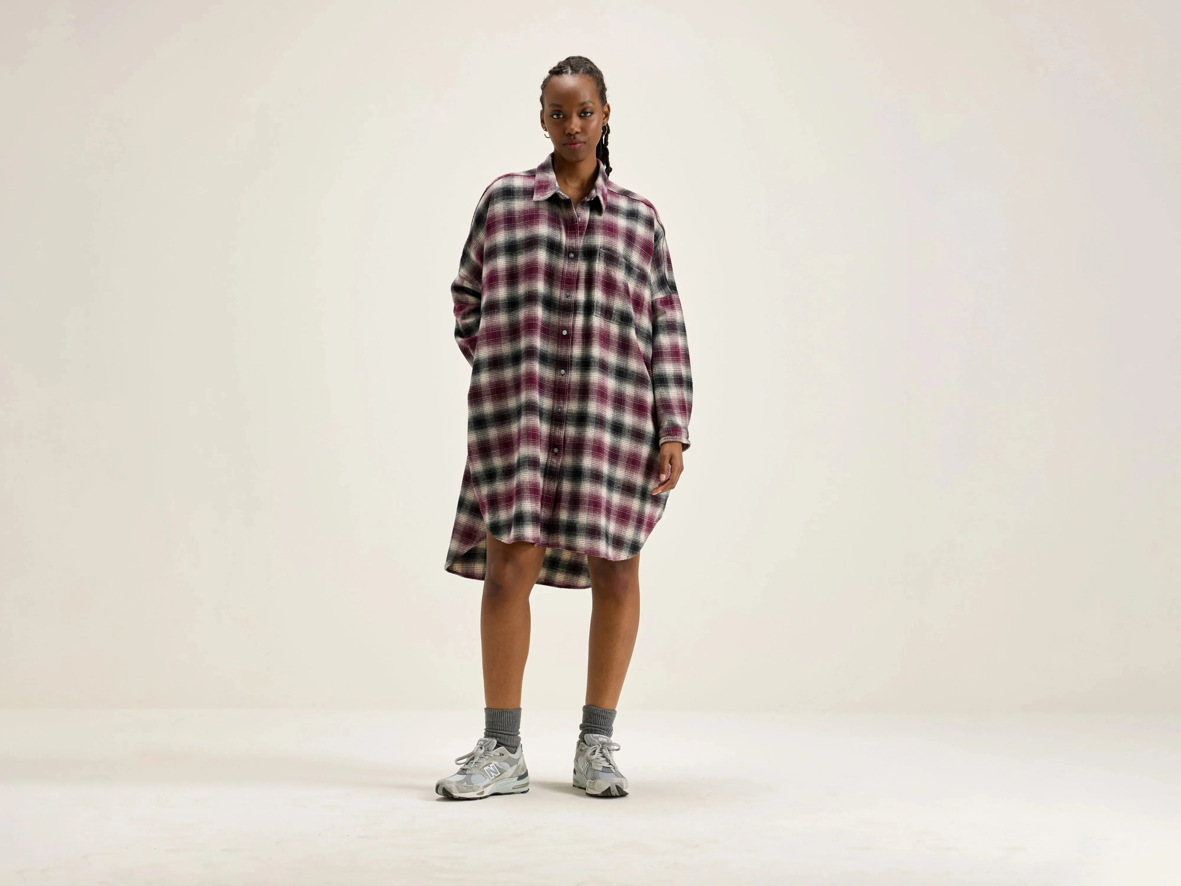Fluid Cut Genk shirt dress (242 / W / CHECK O)