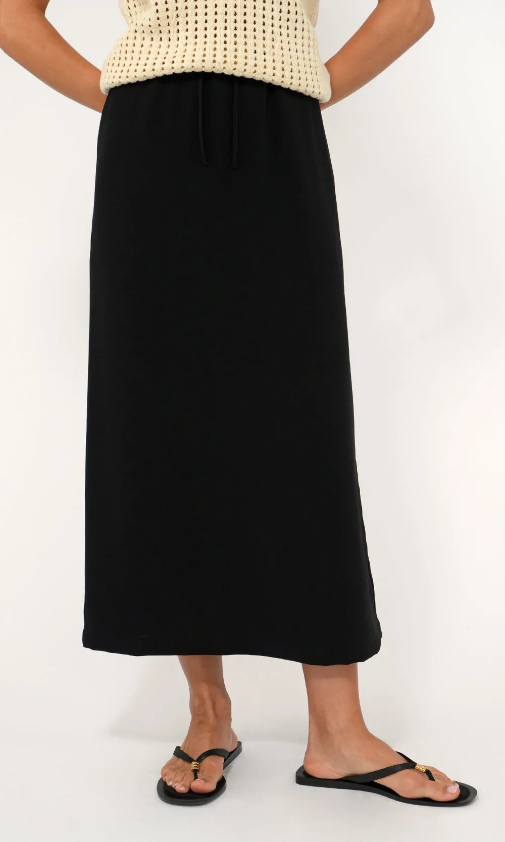 Genni Drawstring Midi Skirt Flexible Fit