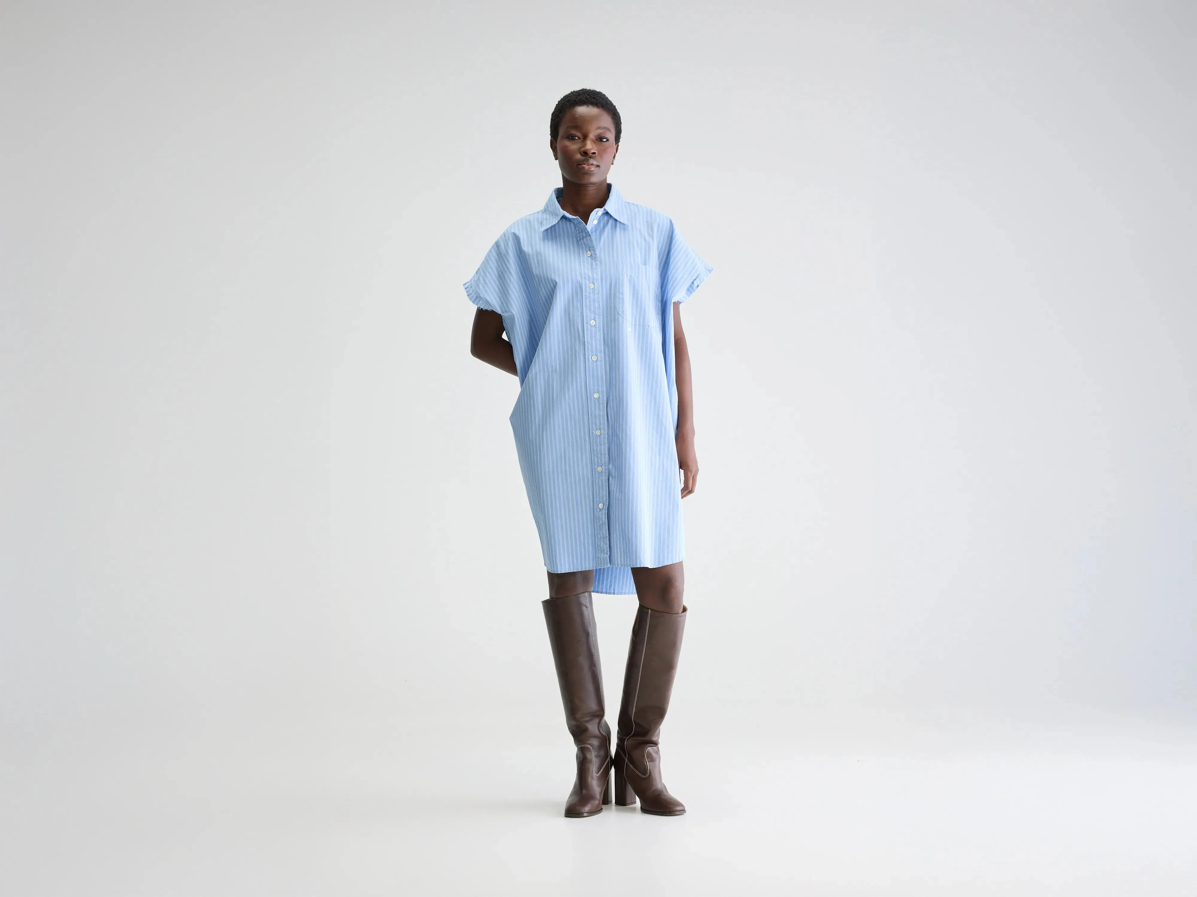 Handmade Gentle Aesthetic Gianna sleeveless shirt dress (251 / W / STRIPE N)