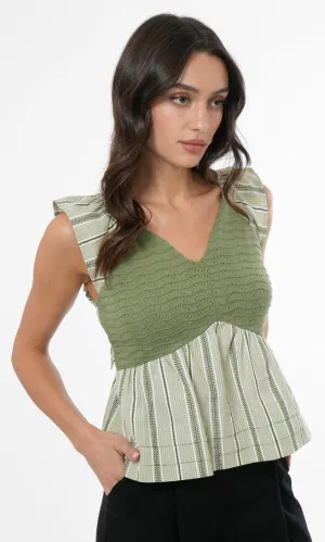 Gillian Mixed Media Stripe Open Tie Back Top Airy summer dress