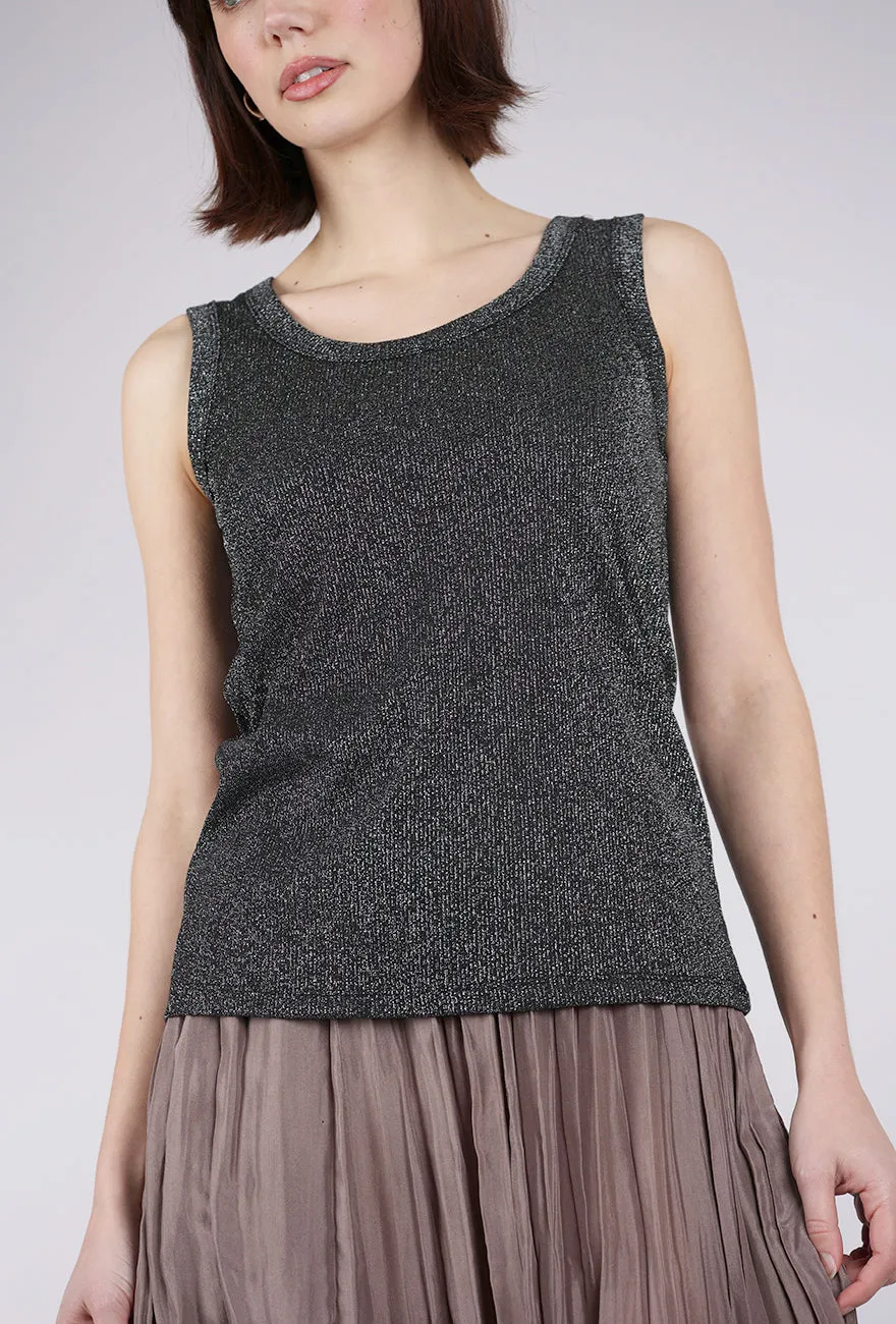 Glitter Tank Top, Black Fashion - forward