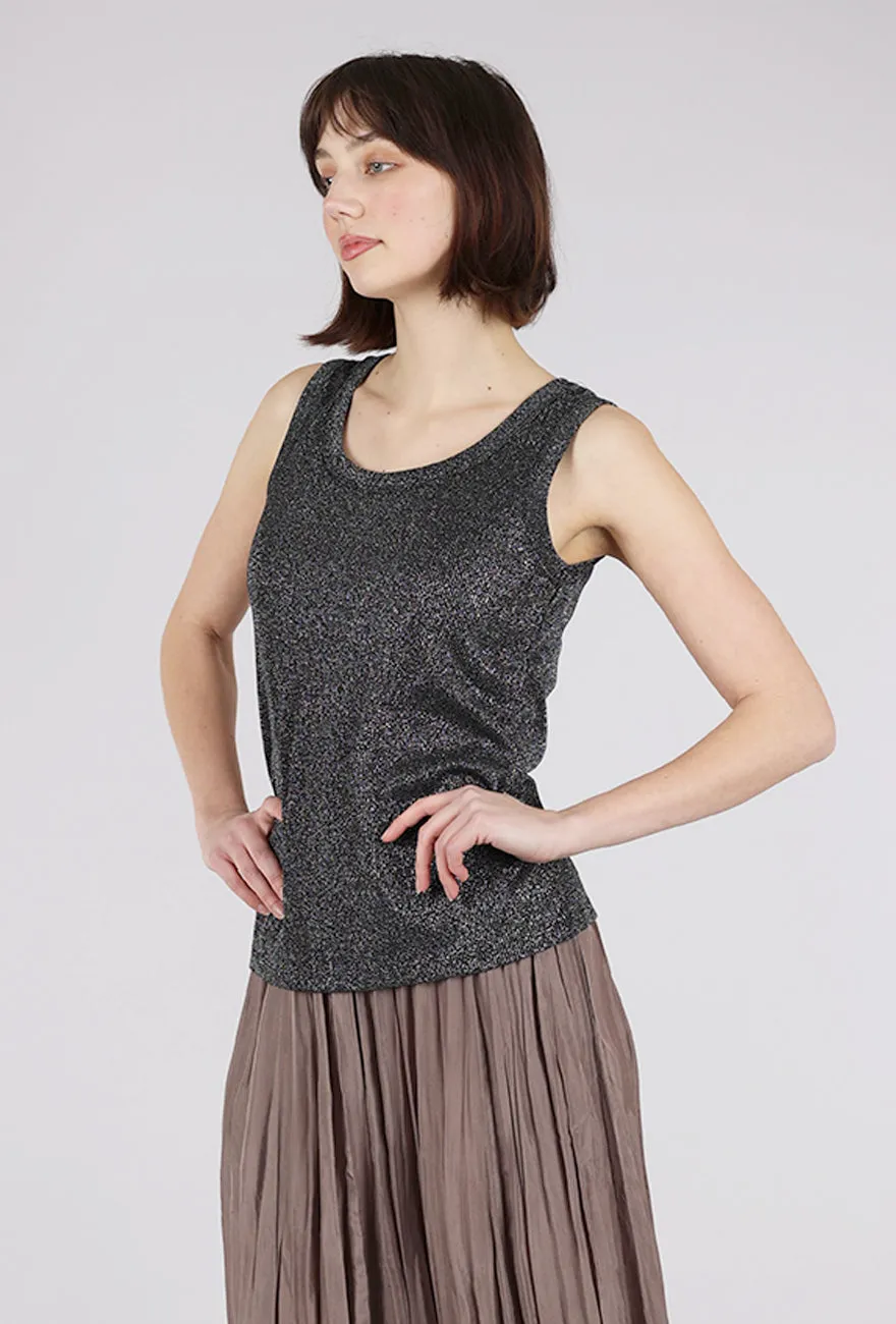 Glitter Tank Top, Black Fashion - forward
