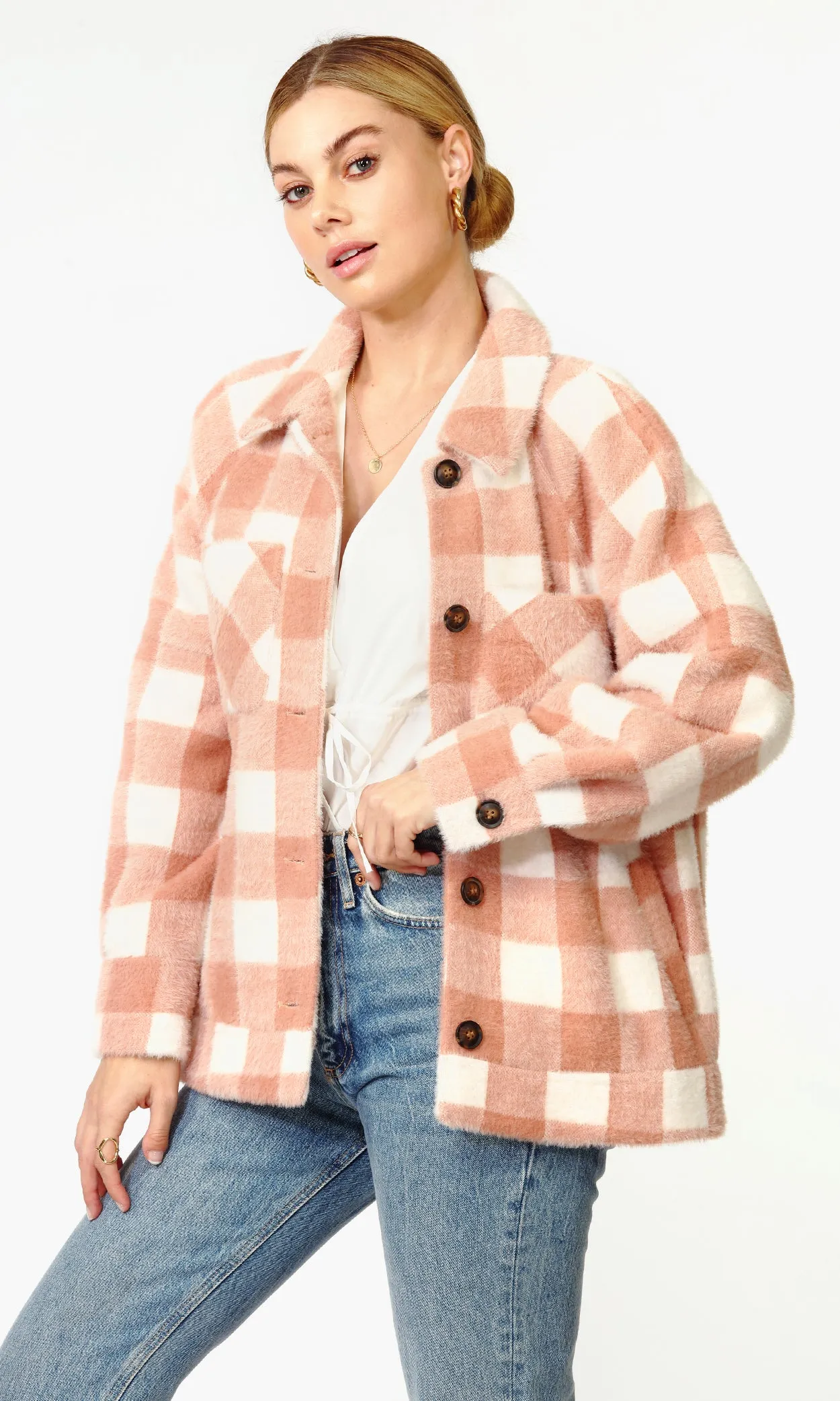 Go Anywhere Layer Lydia Cozy Check Shacket