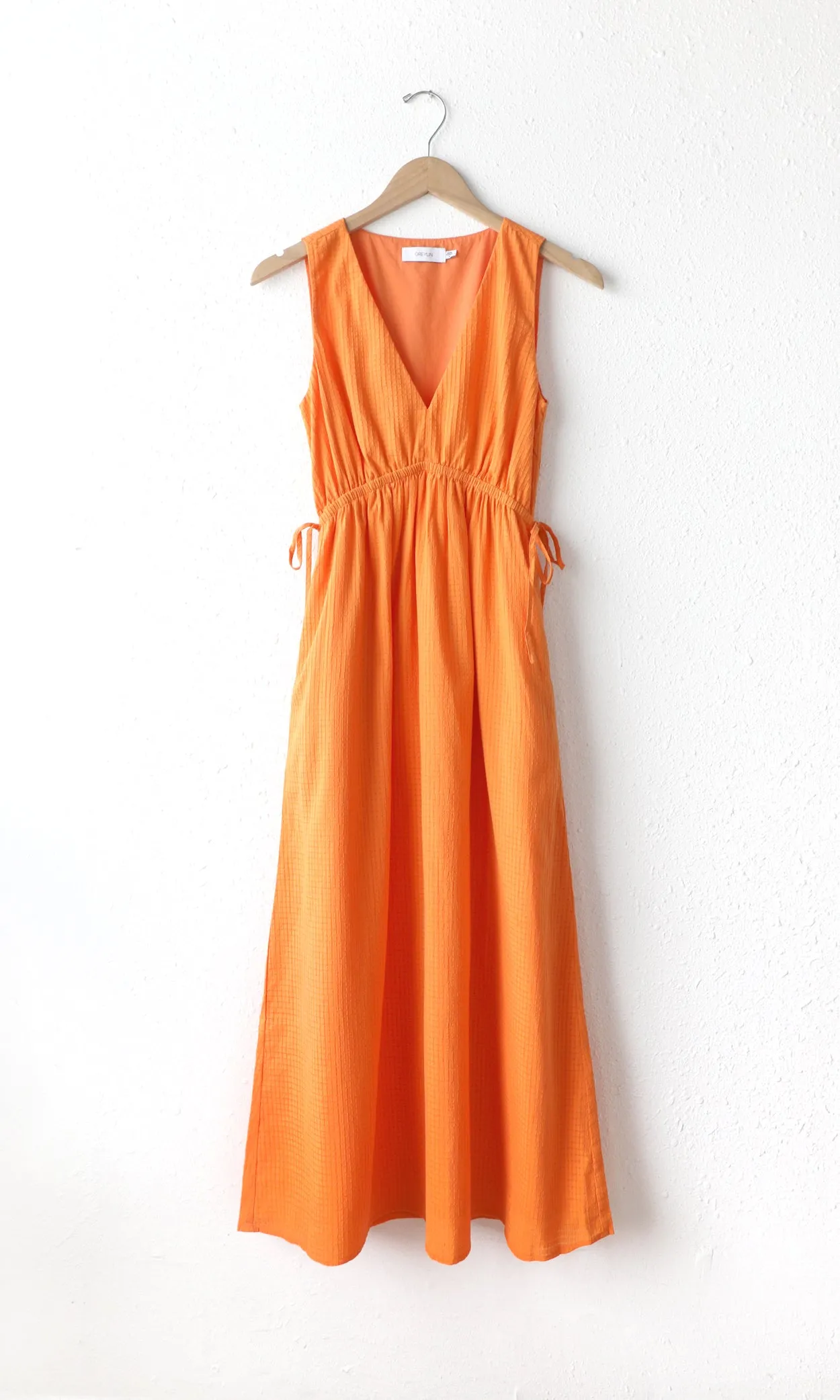 Godet Panels Ferbie Textured Midi Dress