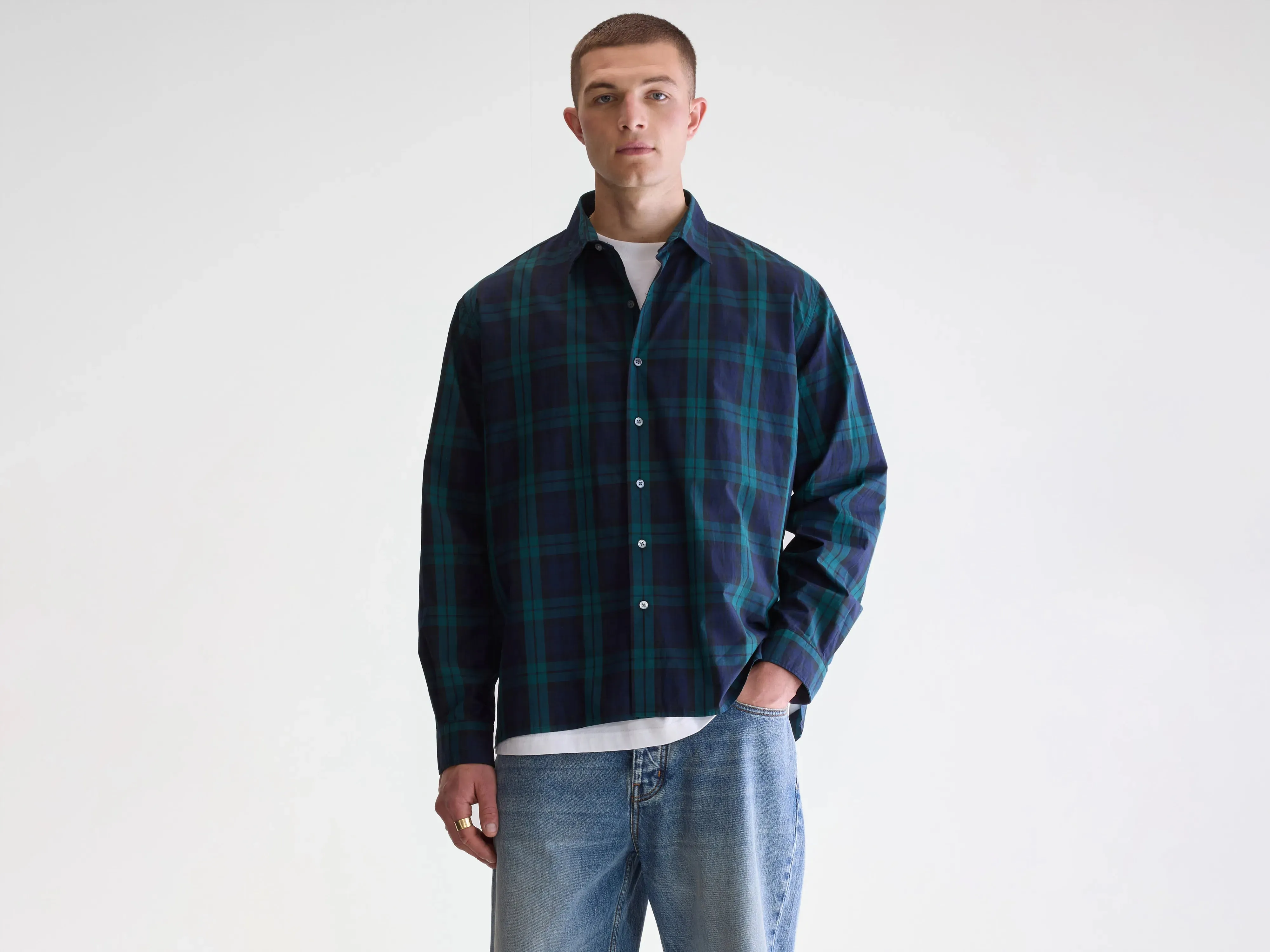Gollie relaxed shirt (252 / M / CHECK E) Cozy Feel