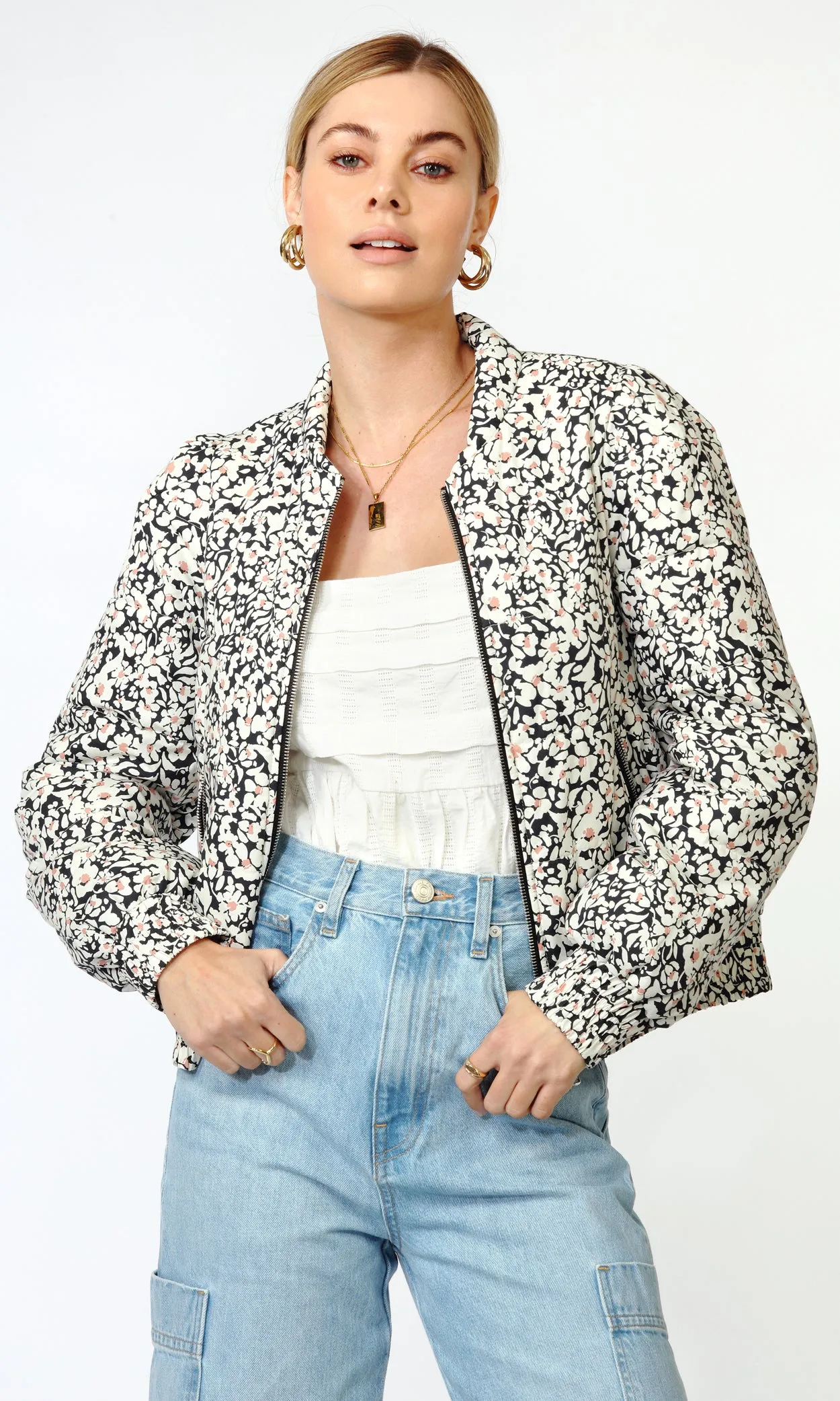 Gracie Puff Sleeve Bomber Jacket Built Tough