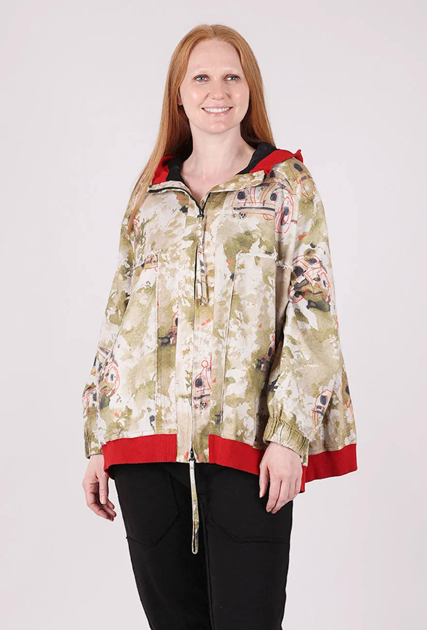 Impact Urban Camo Swing Jacket, Fern/Red