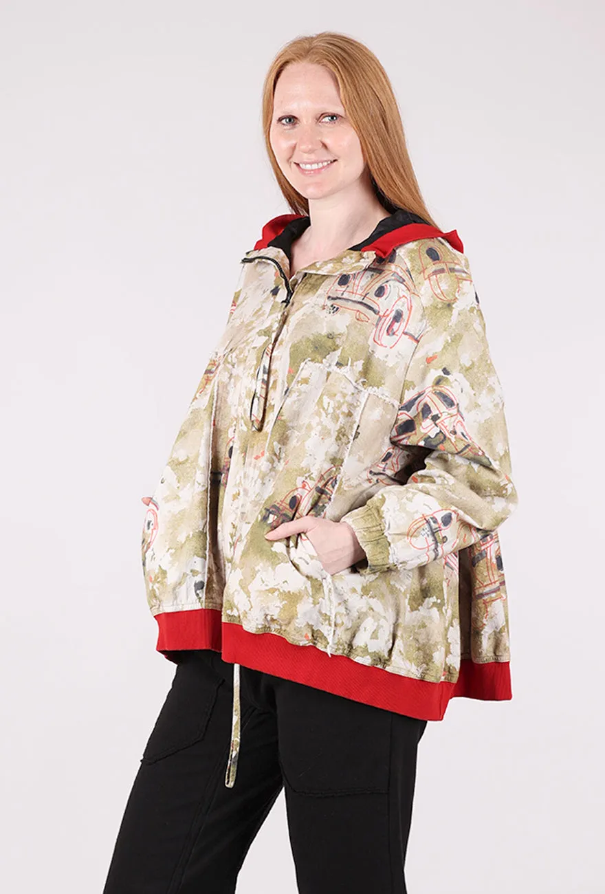 Gradient color Urban Camo Swing Jacket, Fern/Red