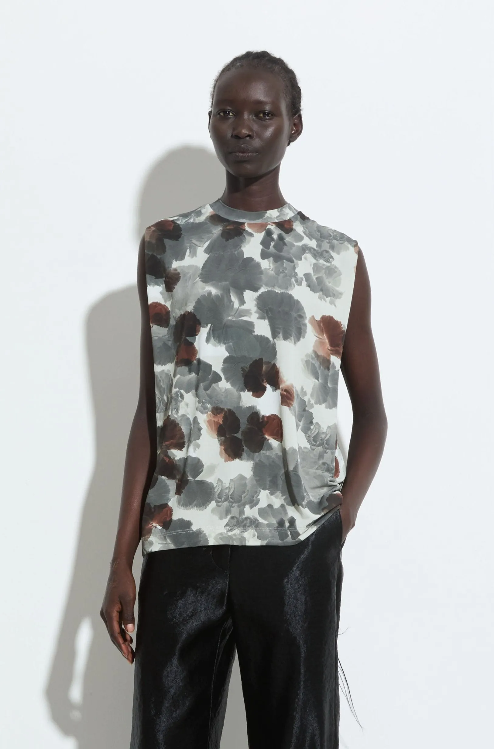 Grey Shoulder Pleat Top Breezy Comfort
