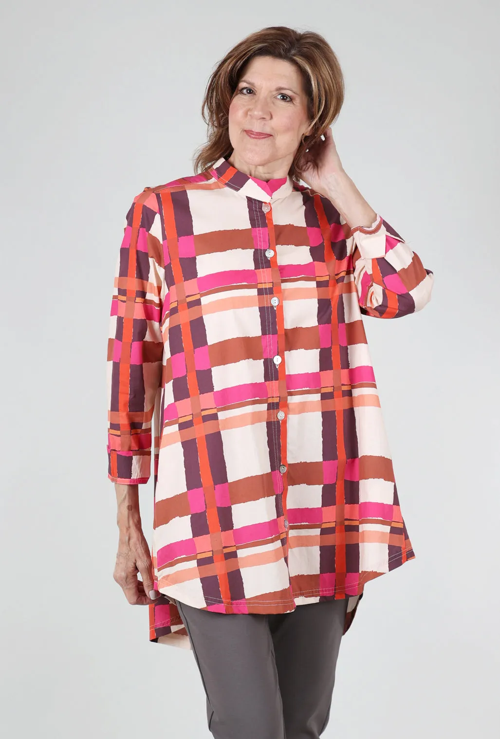 Gridworks Tunic, Rust/Fuchsia Weekend Casual