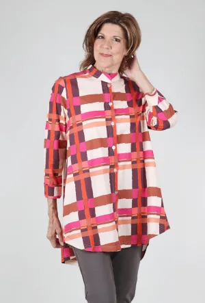 Gridworks Tunic, Rust/Fuchsia Weekend Casual