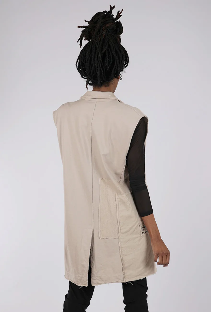 Groom Sweat Jersey Vest, Beige Sharp Look