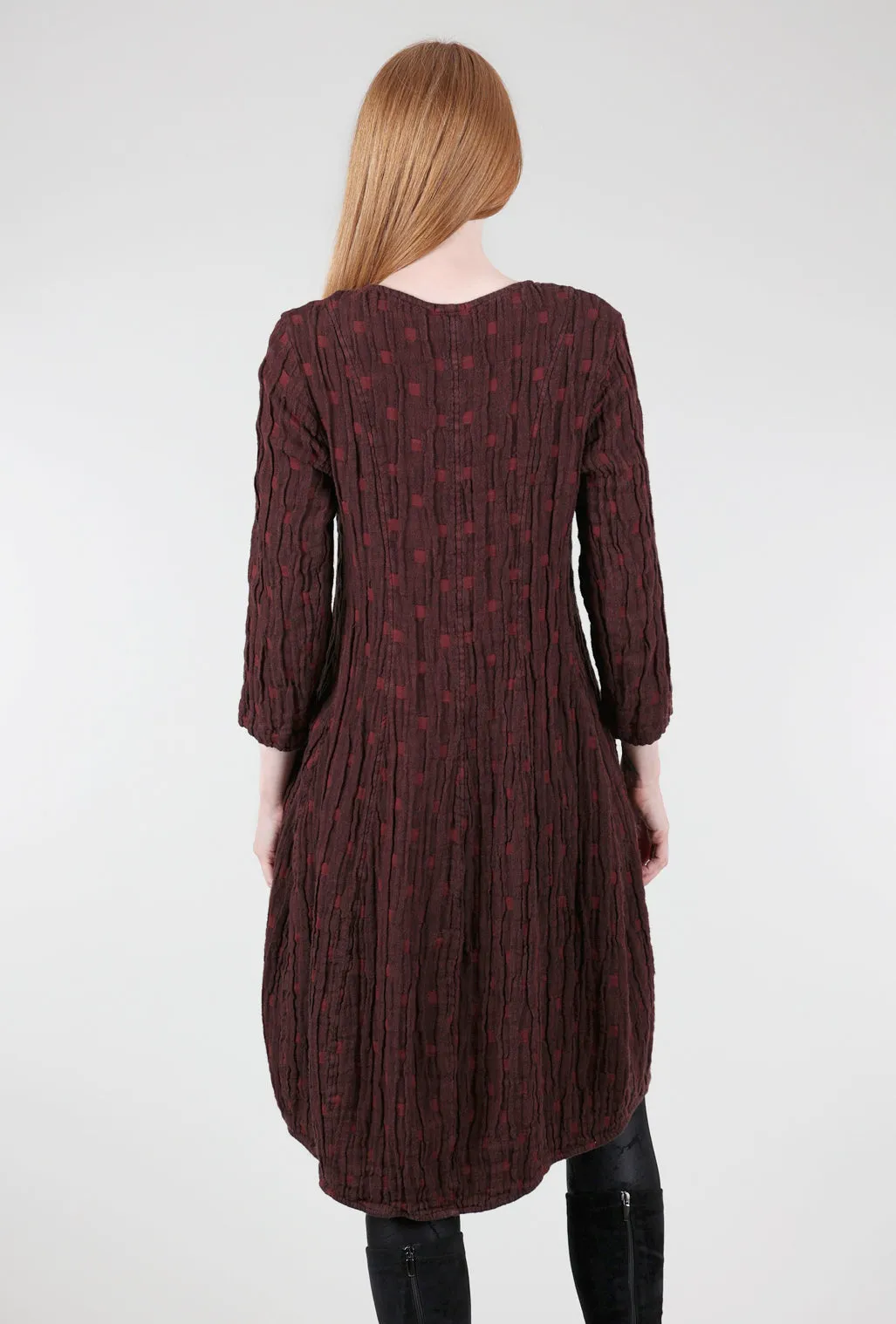 Guipure Lace Rivulet Texture Dress, Rust
