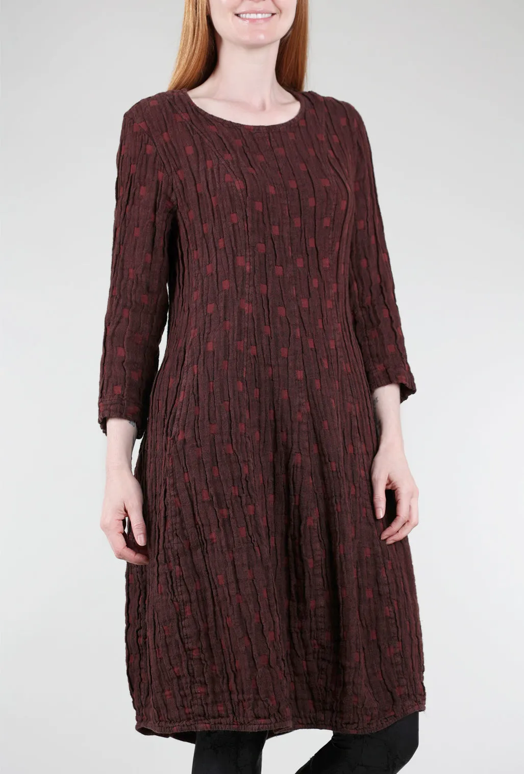 Guipure Lace Rivulet Texture Dress, Rust