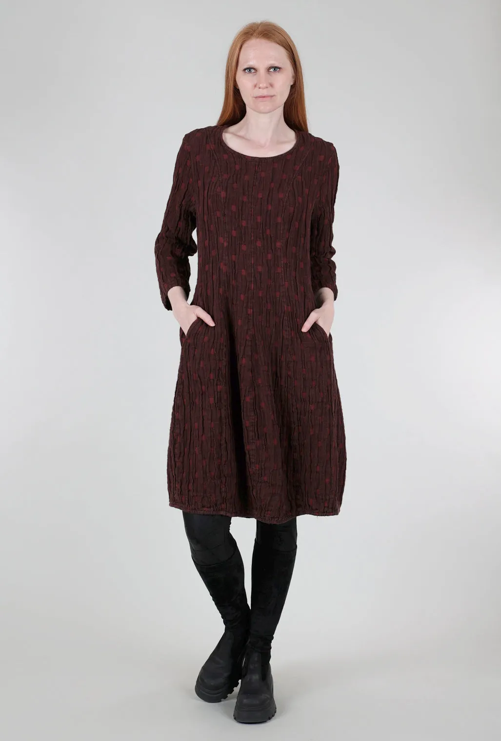 Guipure Lace Rivulet Texture Dress, Rust