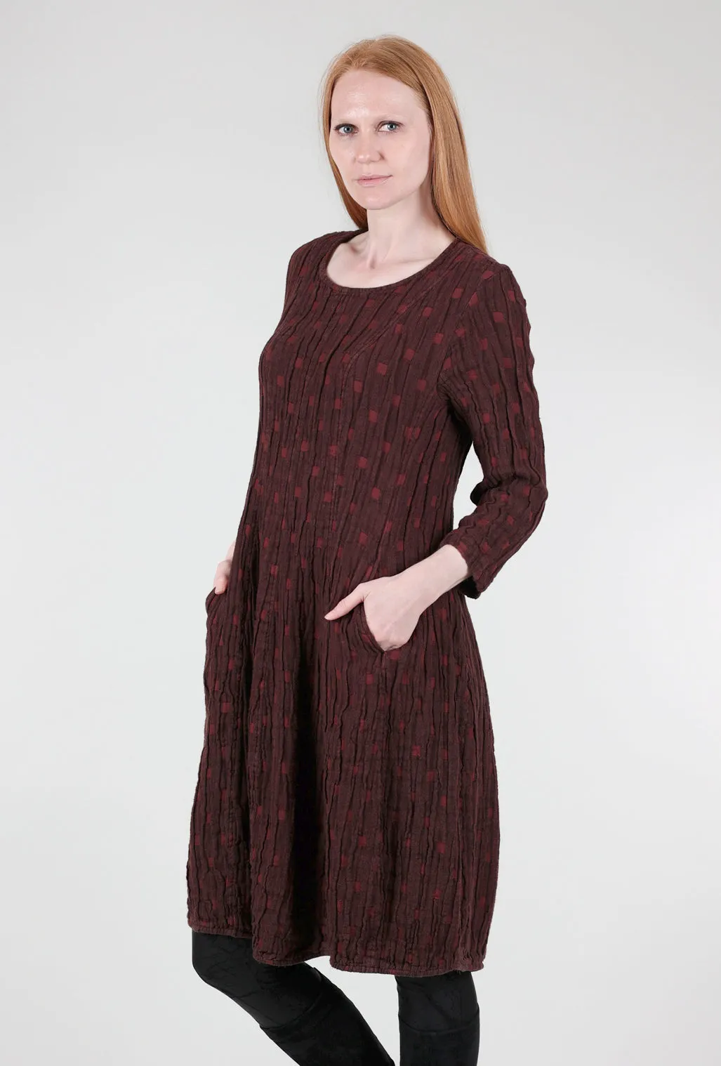 Guipure Lace Rivulet Texture Dress, Rust