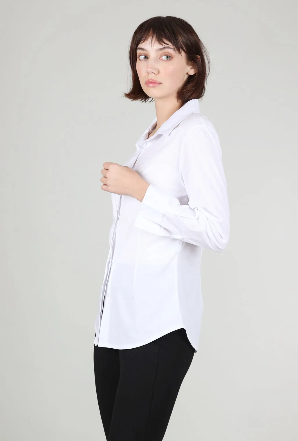 Gym-Ready Classic Button Up Shirt, White