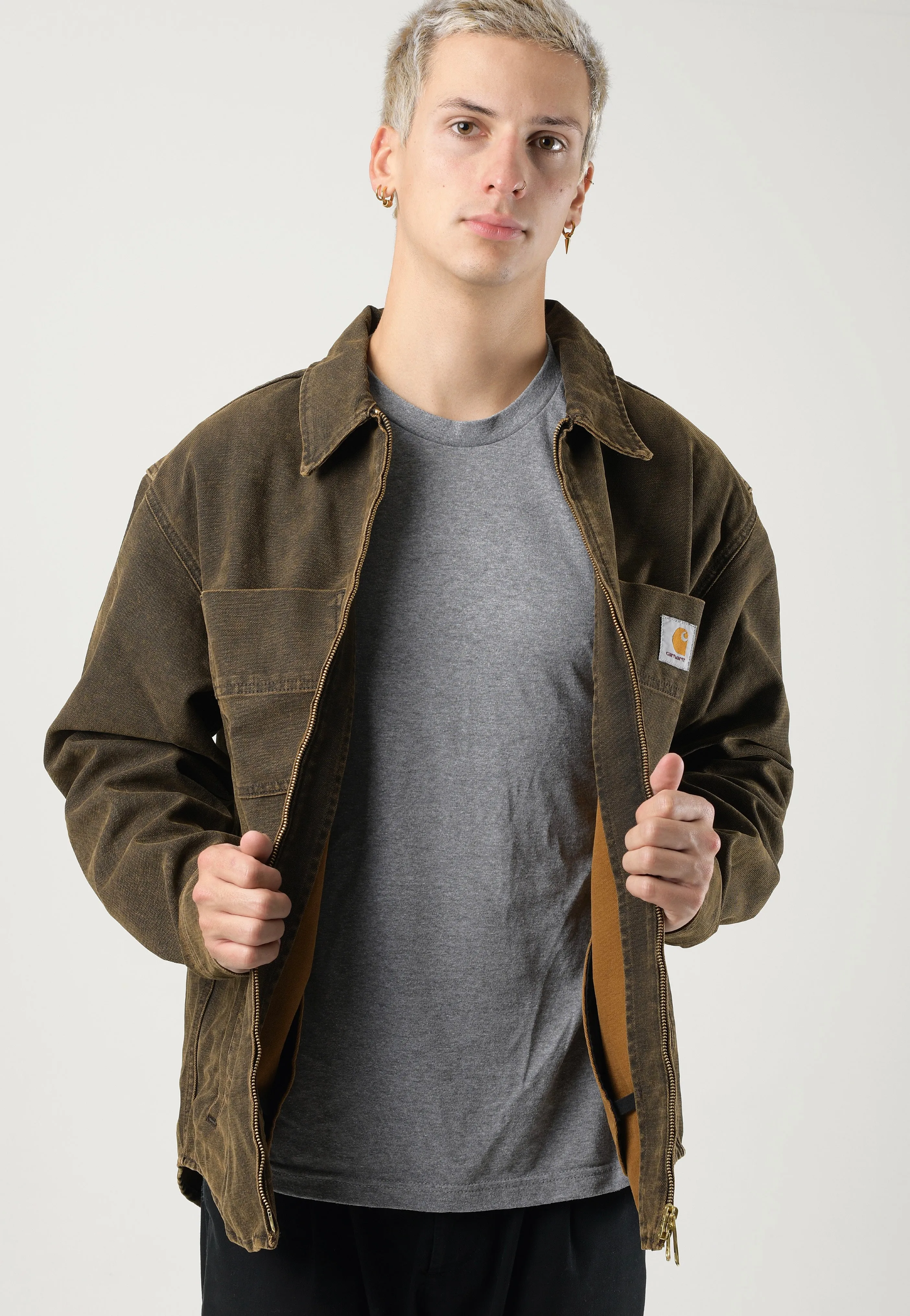 Hairbrush Carhartt WIP - Garen Stone Washed Black/Deep H Brown - Jacket