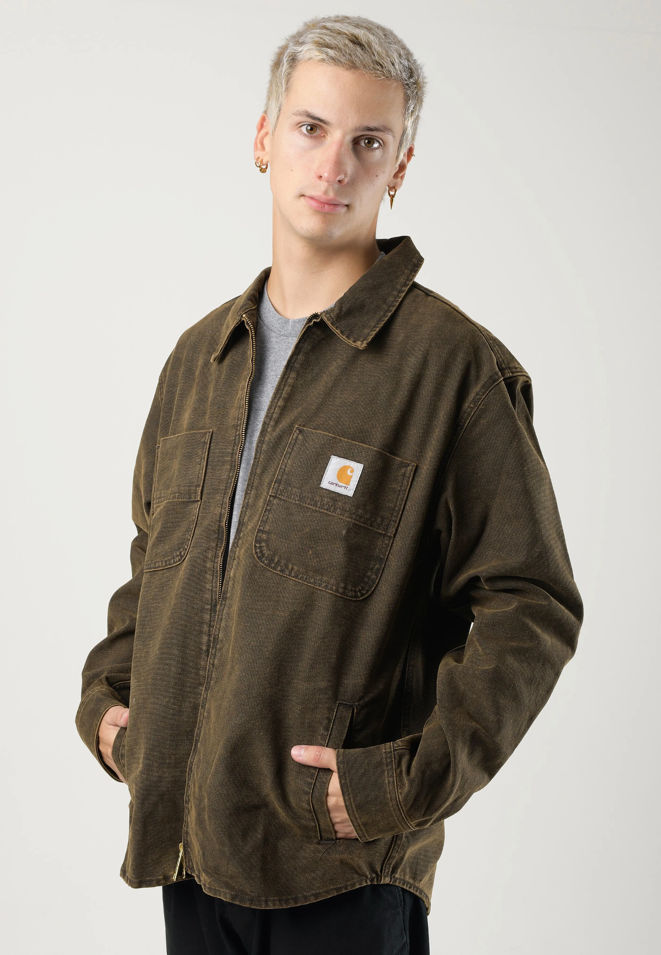 Hairbrush Carhartt WIP - Garen Stone Washed Black/Deep H Brown - Jacket