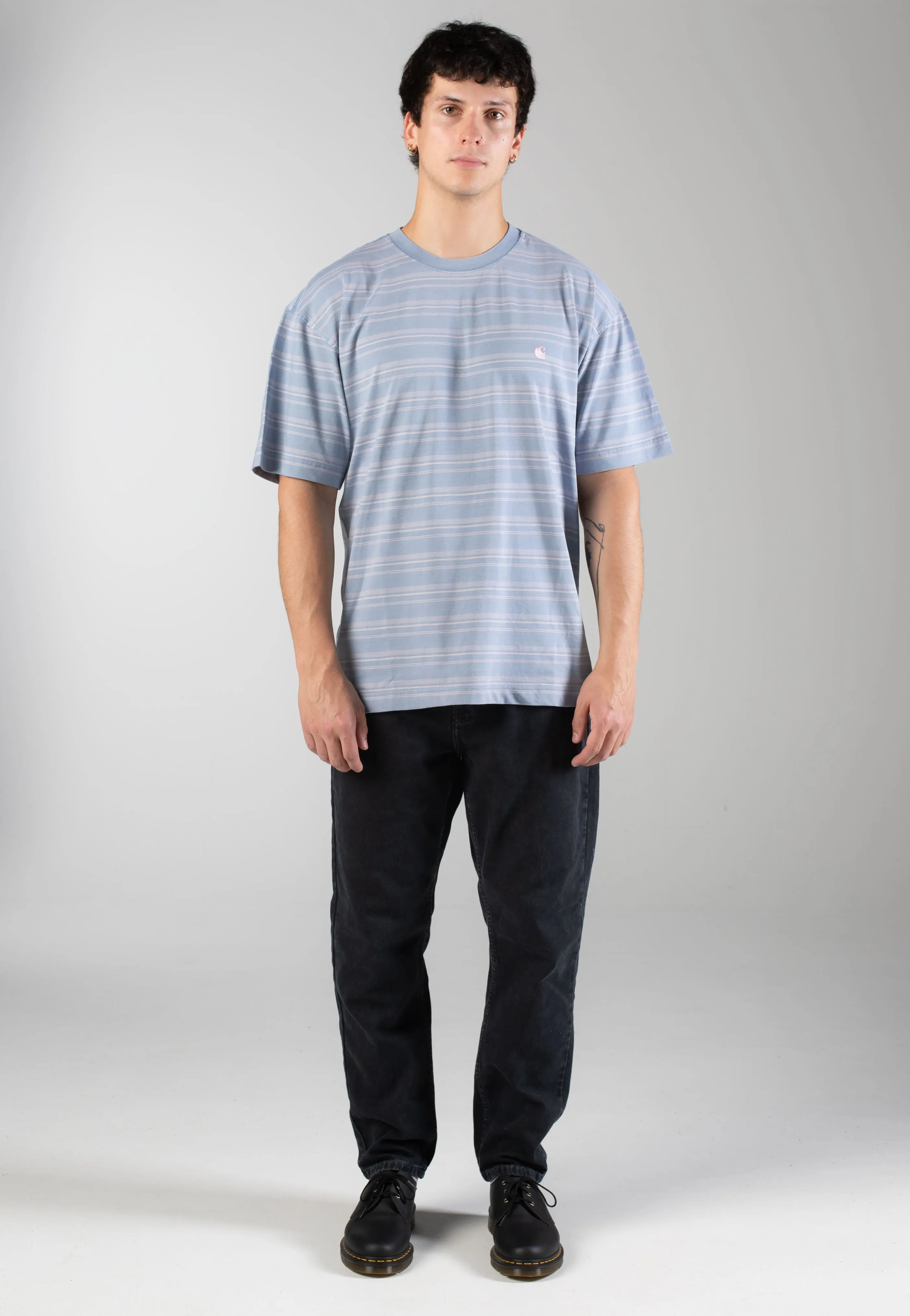 Halloween - spooky Carhartt WIP - Brodine Stripe Sorrent Indigo Overdyed - T-Shirt