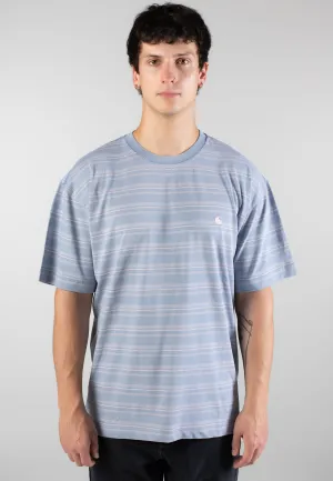 Bright Color Carhartt WIP - Brodine Stripe Sorrent Indigo Overdyed - T-Shirt