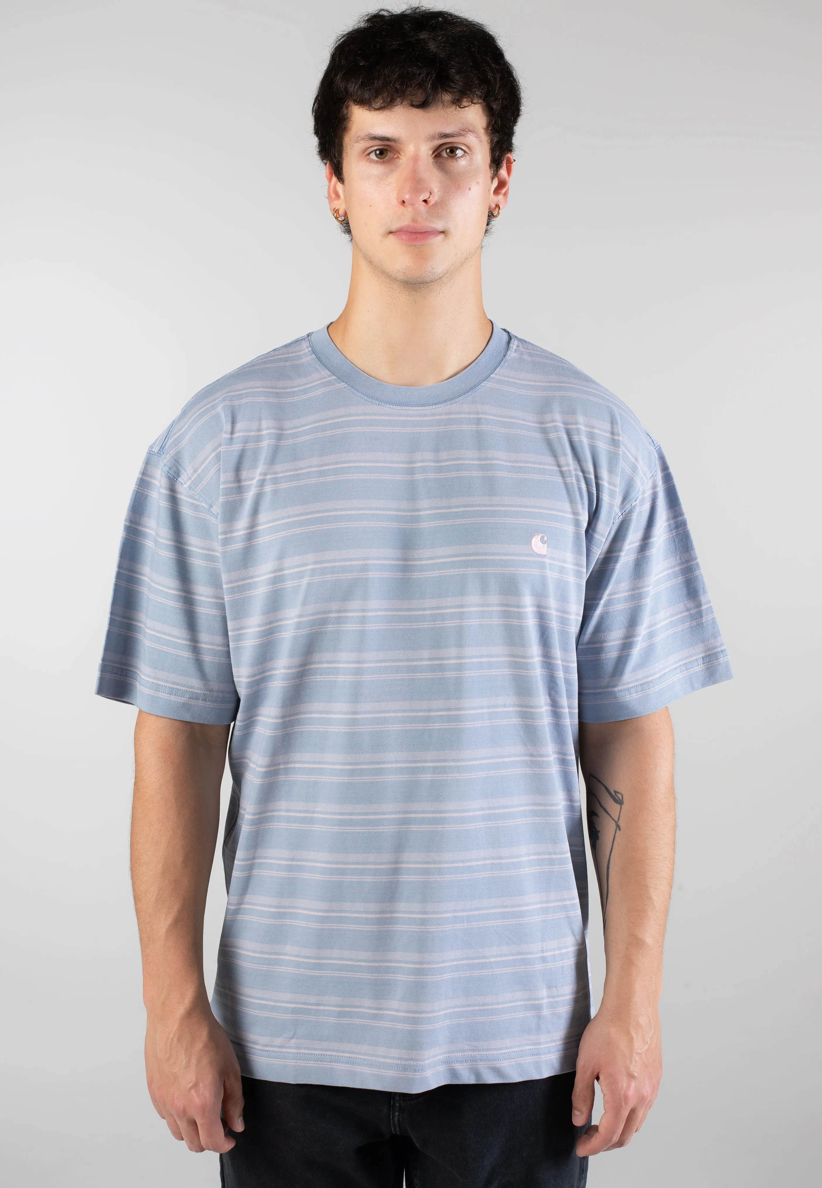 Carhartt WIP - Brodine Stripe Sorrent Indigo Overdyed - T-Shirt Kids playfulness Soft Touch