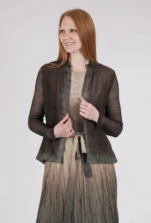 Hand-Dyed Silk Cardie, Espresso Polished Casual Hooded Comfort Fit