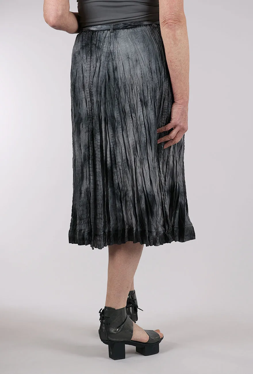 Hand-Dyed Silk Skirt, Metal Grays Tea length