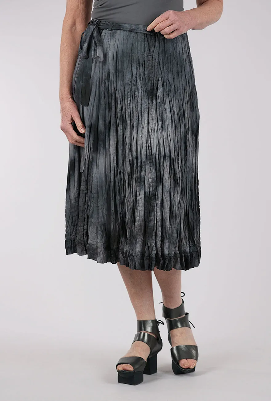 Plant Based Material Hand-Dyed Silk Skirt, Metal Grays