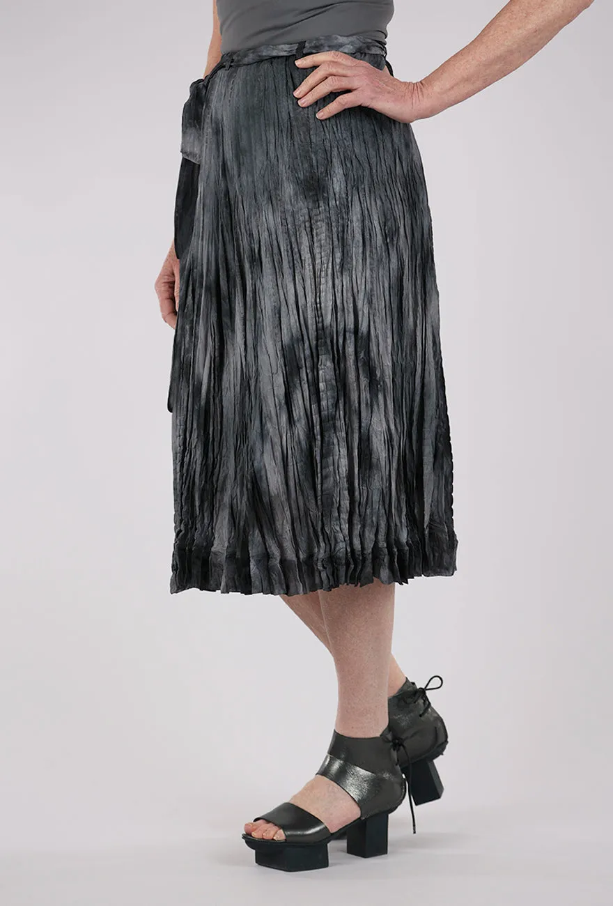 Hand-Dyed Silk Skirt, Metal Grays Tea length