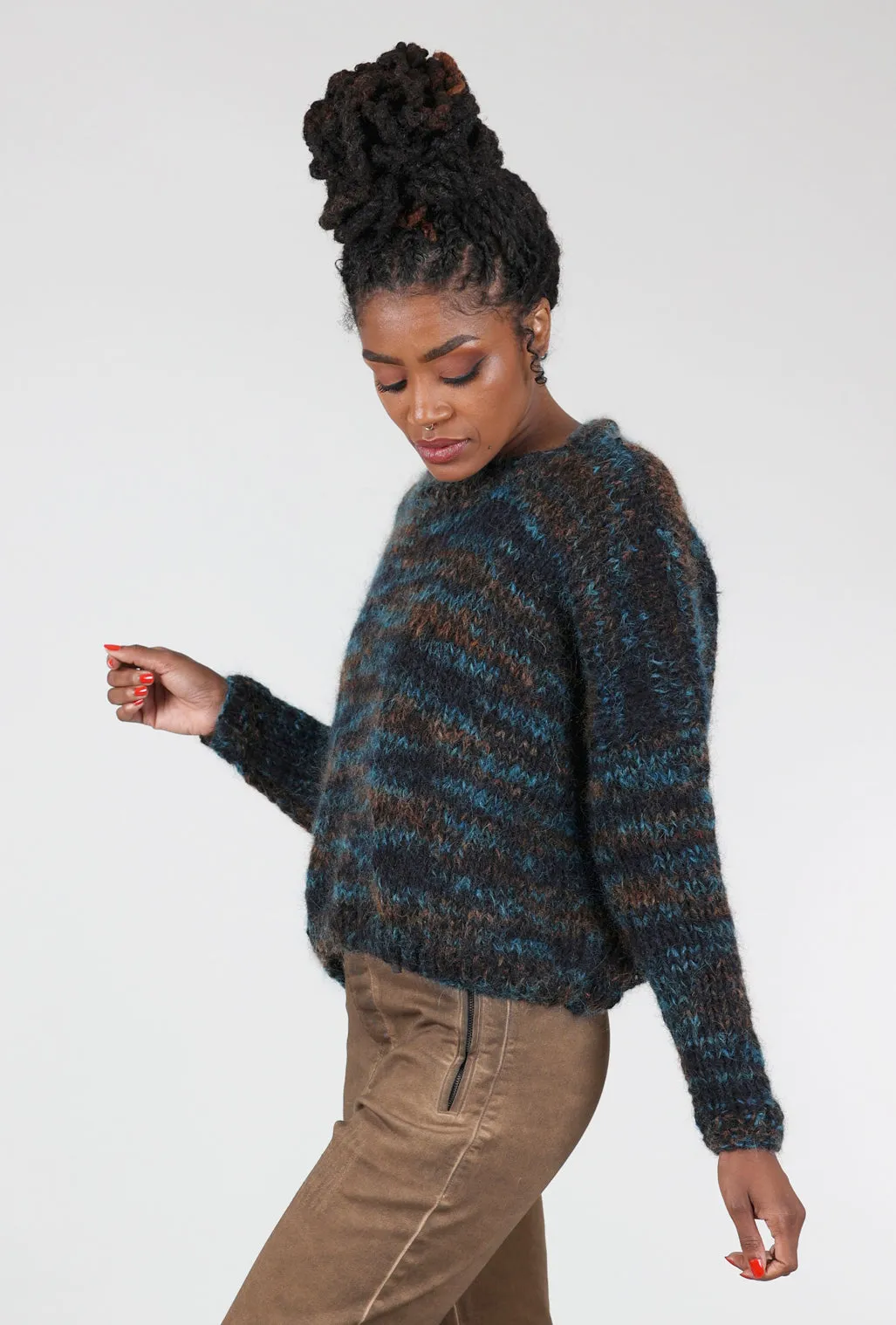 Hand-Knit Kurt Sweater, Rust Knit Fine