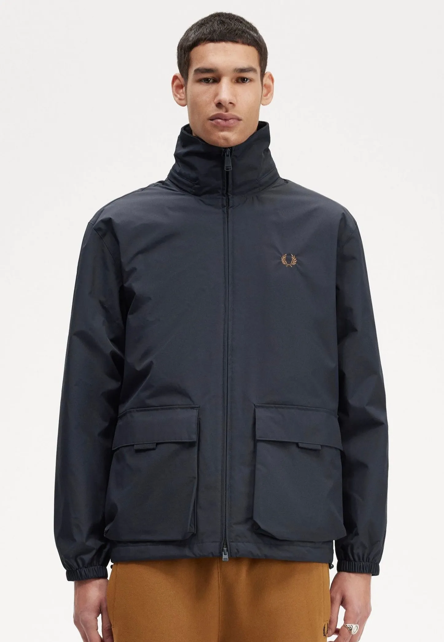 Harp Fred Perry - Patch Pocket Zip Through Navy - Jacket