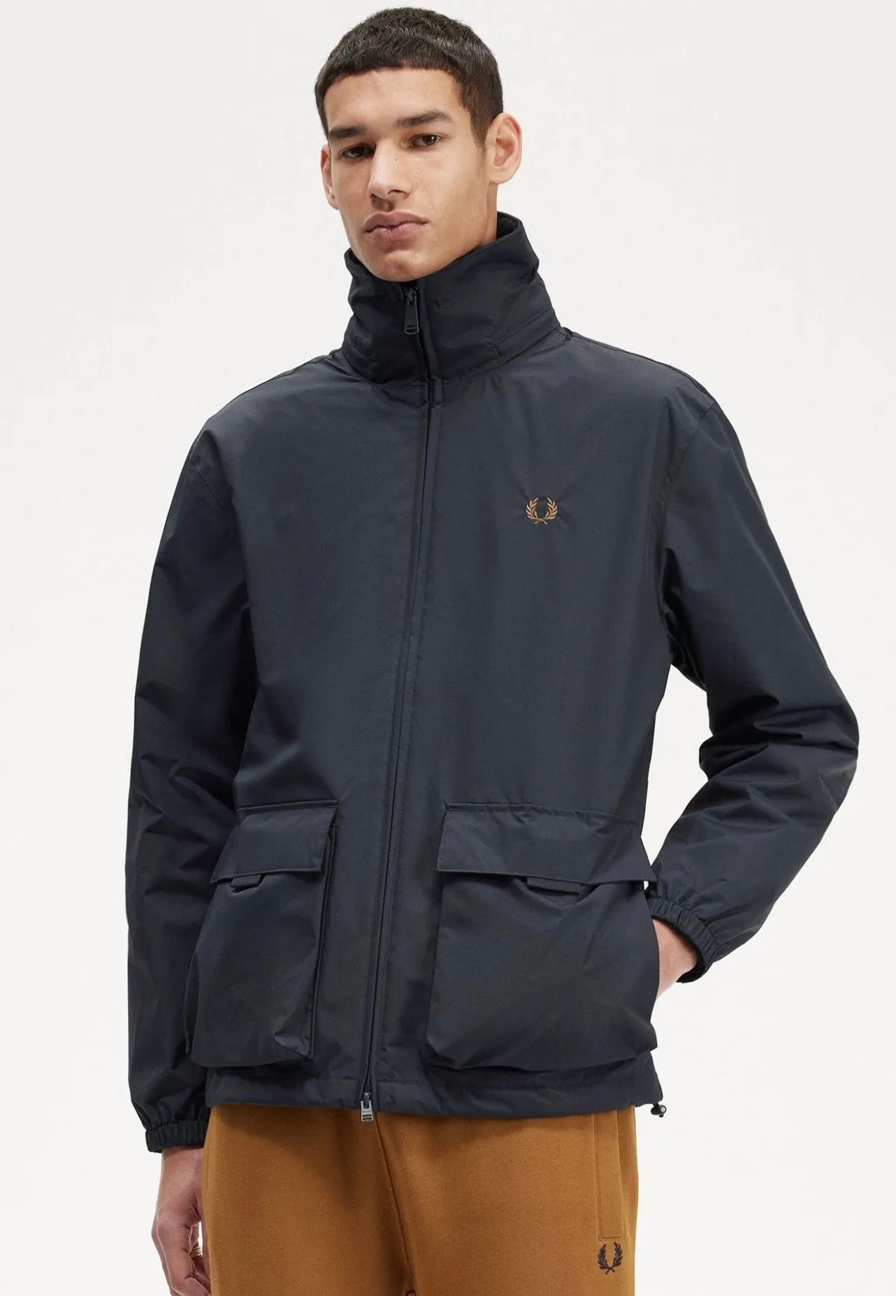 cloudy no pocket Fred Perry - Patch Pocket Zip Through Navy - Jacket
