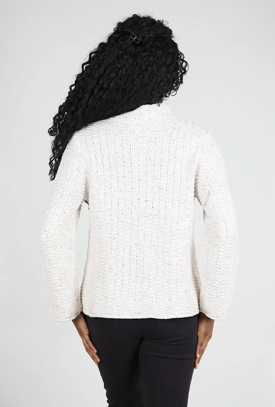Harvest Tweed Brick Stitch Cardie, Winter White Lightweight Warm