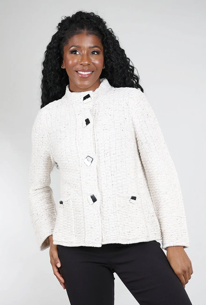 Harvest Tweed Brick Stitch Cardie, Winter White Lightweight Warm