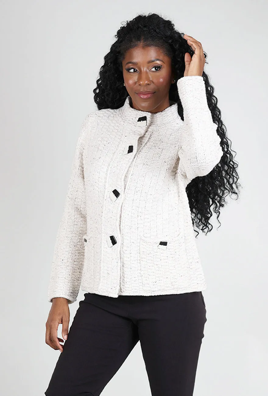 Harvest Tweed Brick Stitch Cardie, Winter White Lightweight Warm