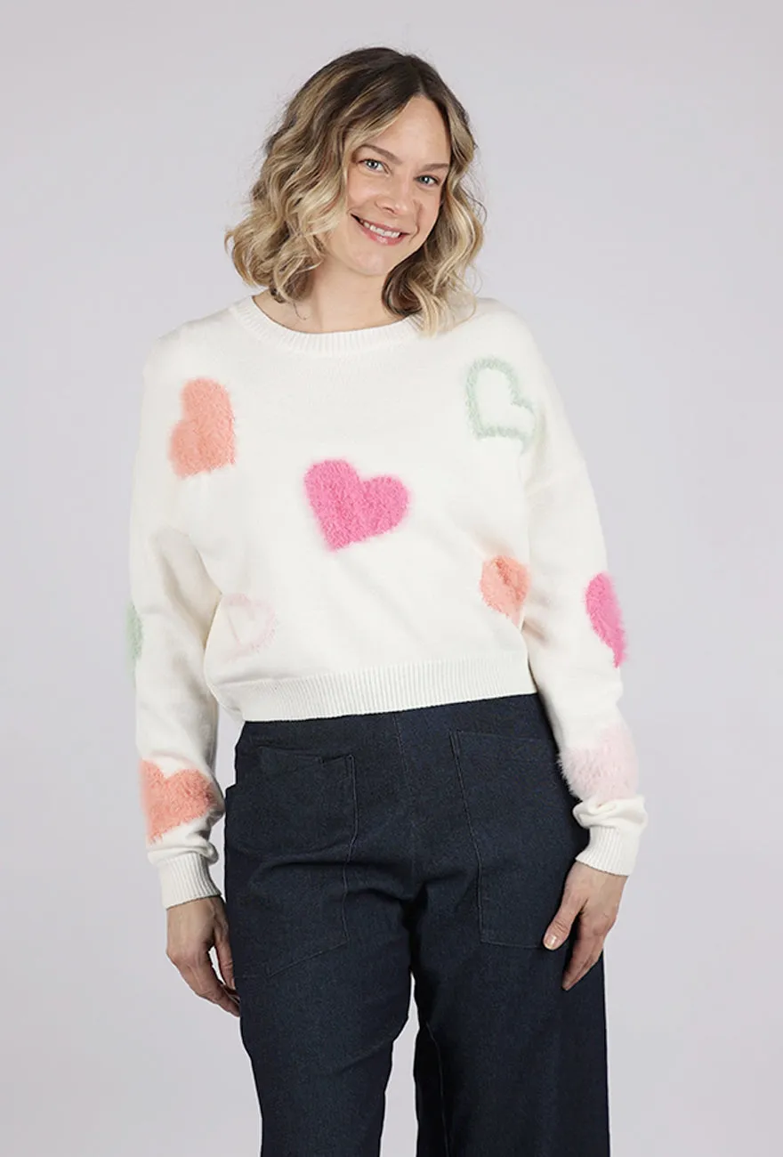 Heart of Fuzz Sweater, Ivory Practical knitted top