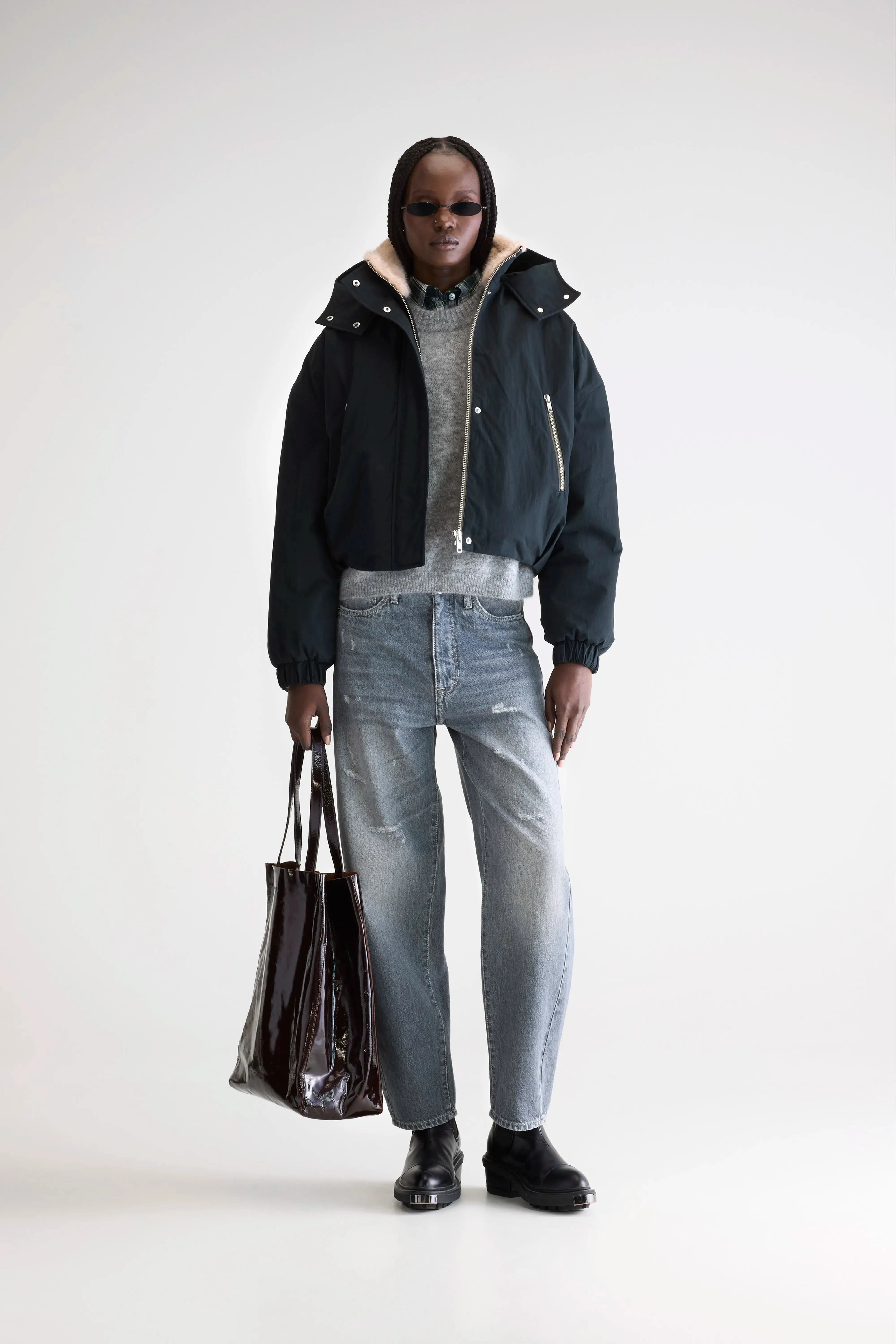 Heat Retention Herna cropped jacket (252 / W / BLACK BEAUTY)
