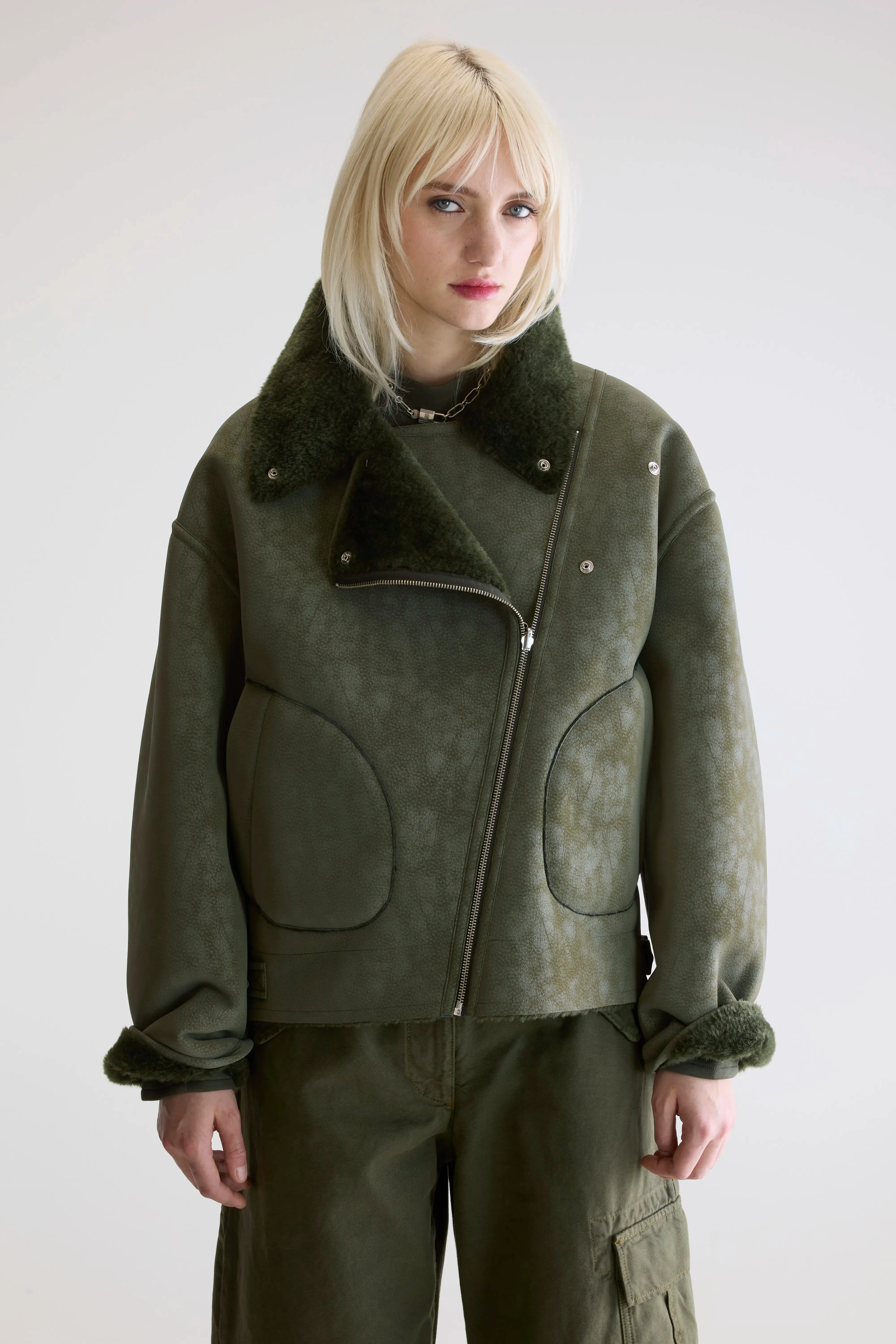 Hedwee biker jacket (252 / W / FOREST) Bold Street Look