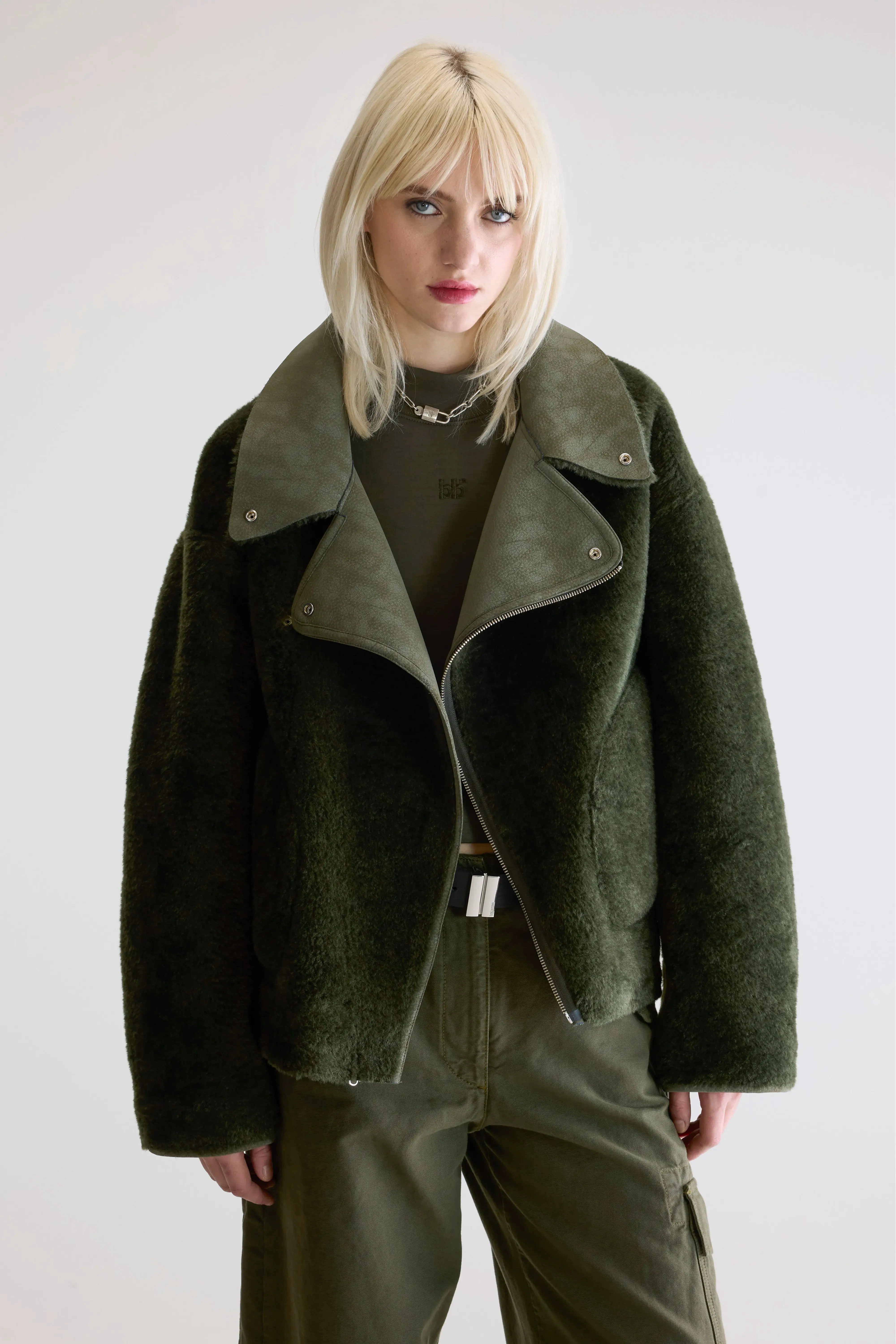 Hedwee biker jacket (252 / W / FOREST) Bold Street Look