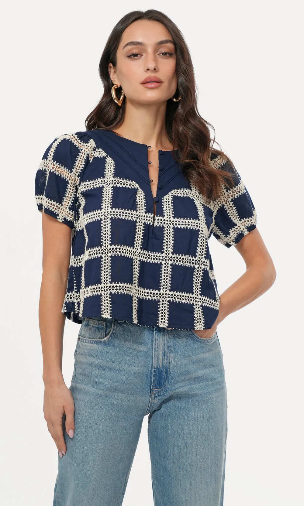 Henney Grid Crochet Top - G256T7227