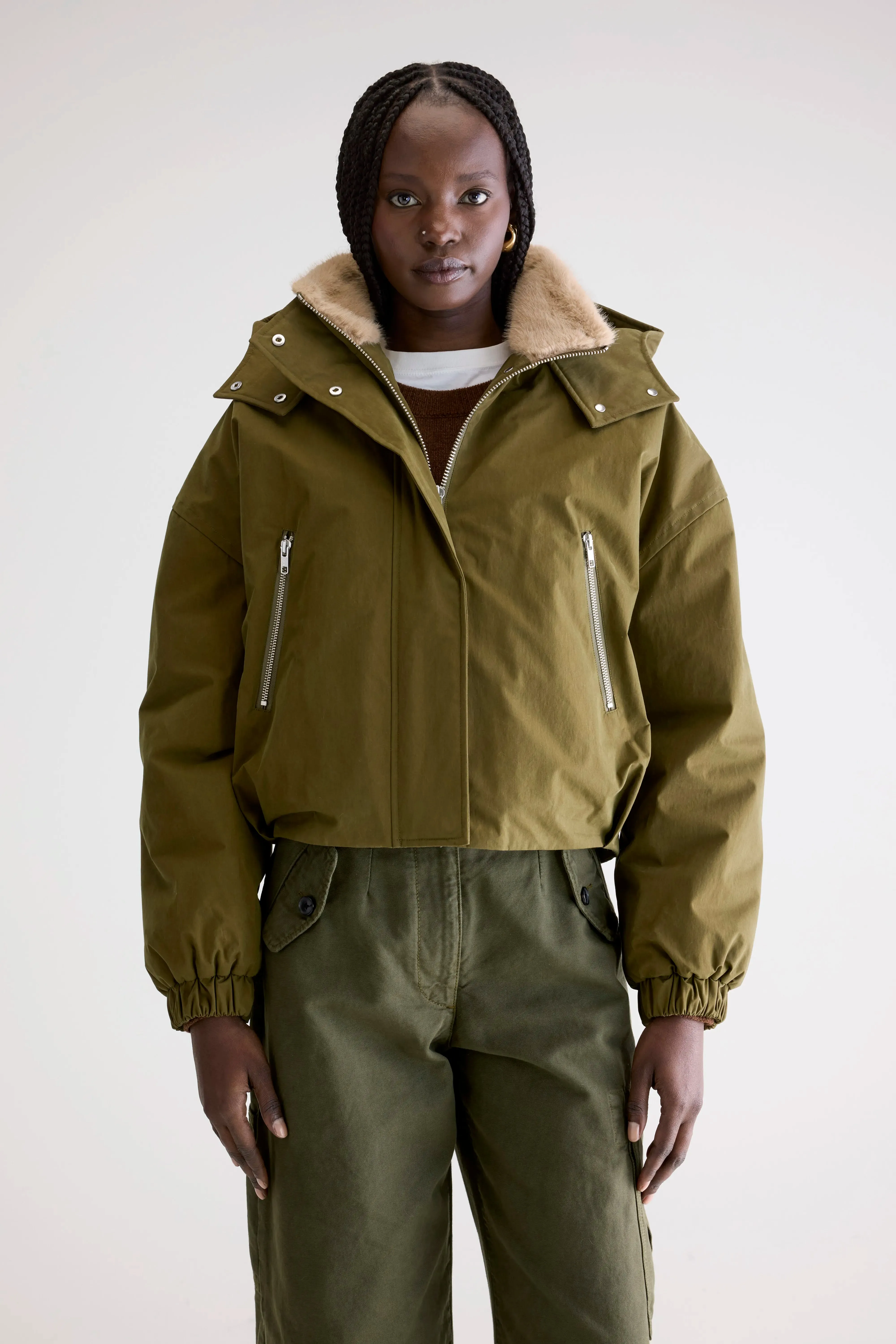 Herna cropped jacket (252 / W / MILITARY) Luxe Layers