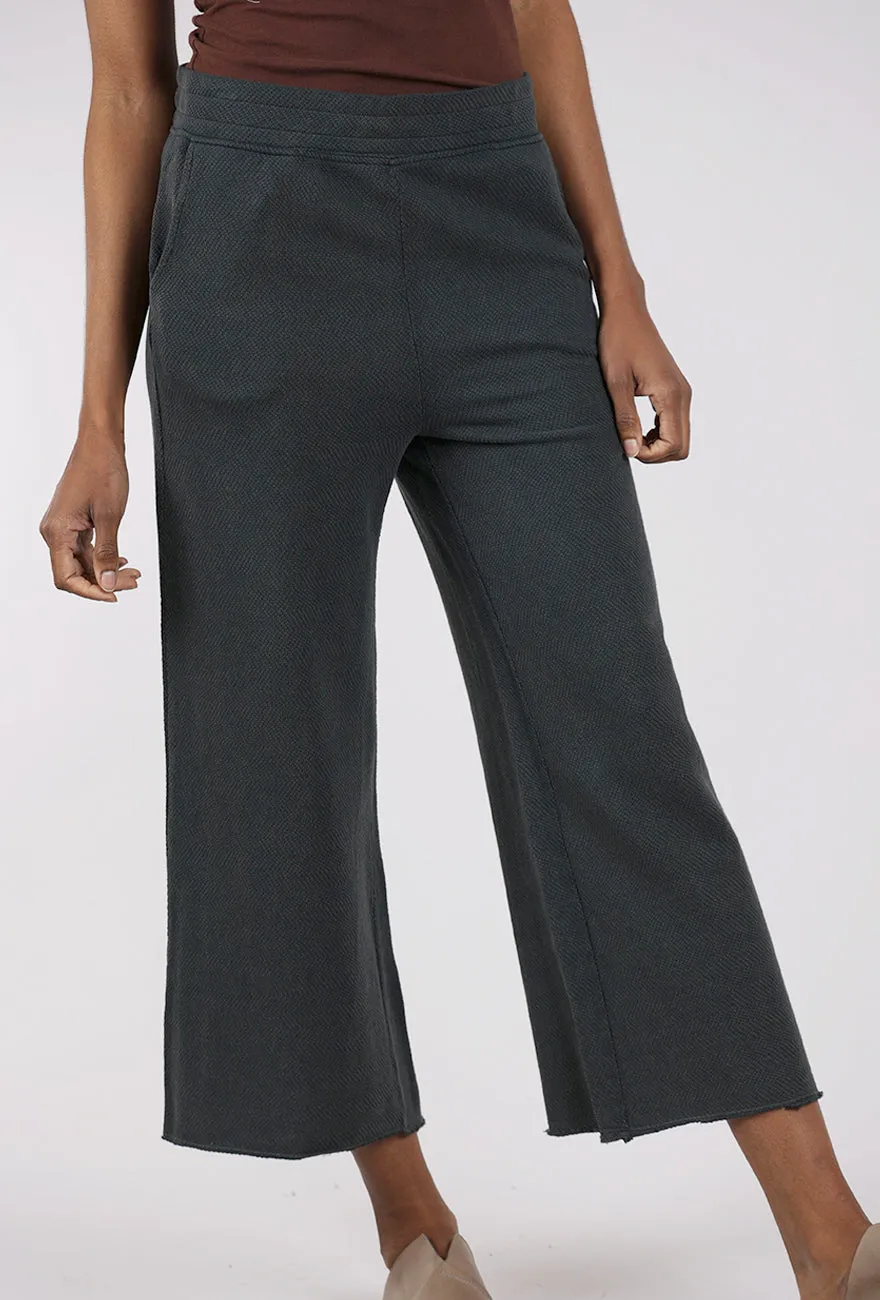 Herringbone Knit Crop Pants, Washed Ebony Clean Cut