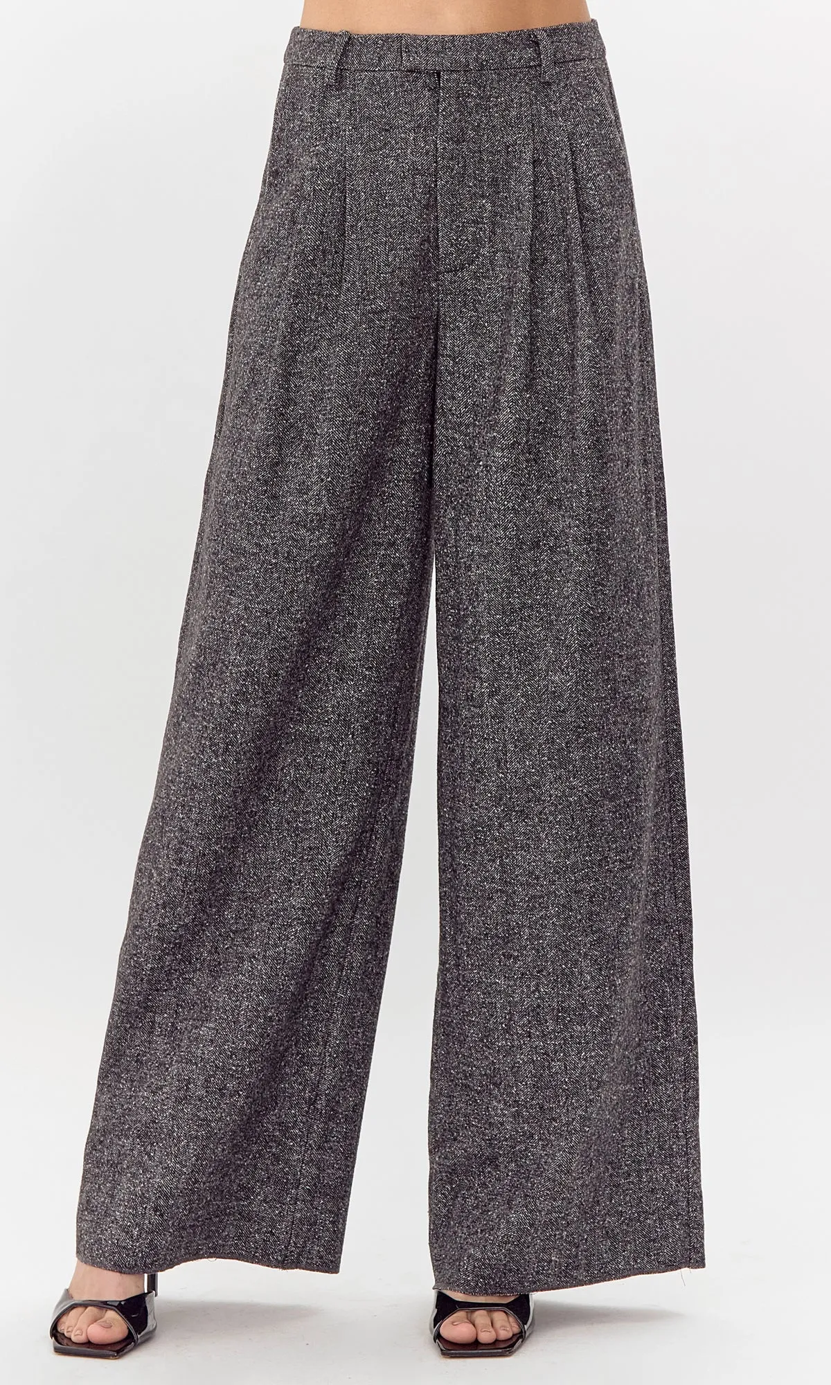 Herringbone Wide Leg Trouser Premium Fit