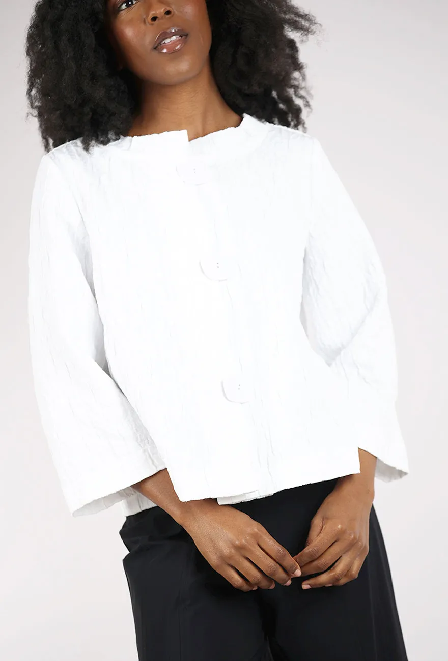 Hidden Pocket Perfect Plisse Socialite Jacket, White
