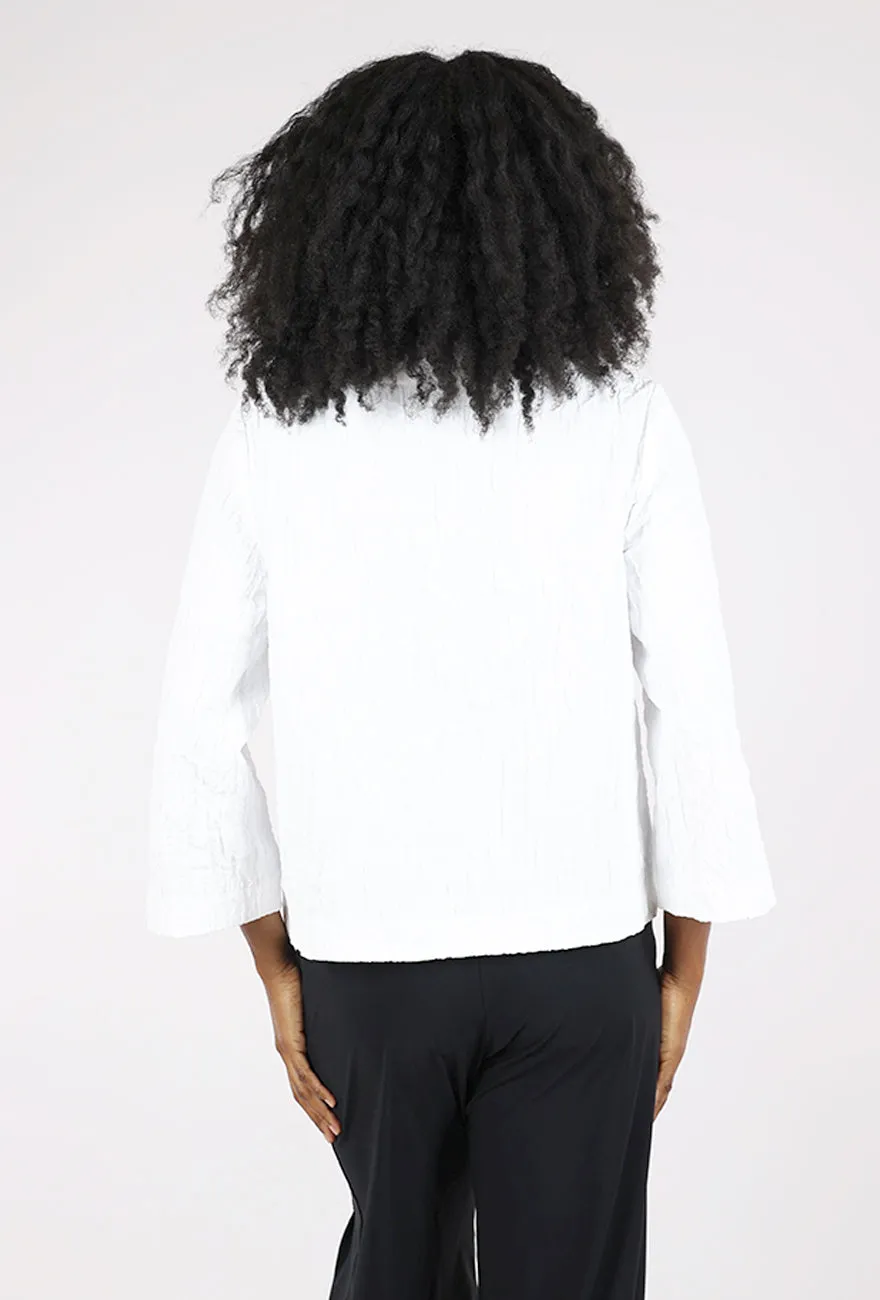 Hidden Pocket Perfect Plisse Socialite Jacket, White