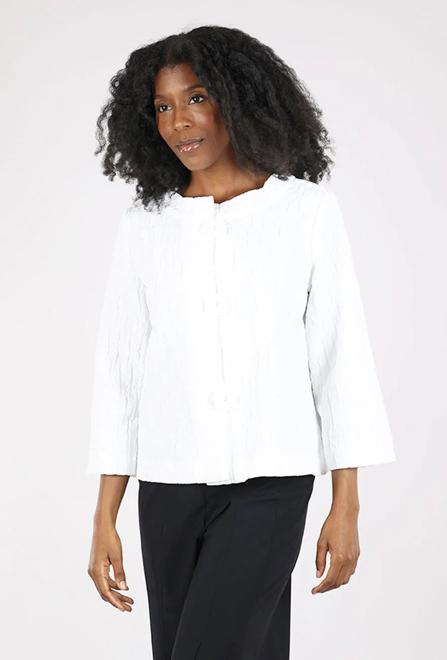 Hidden Pocket Perfect Plisse Socialite Jacket, White
