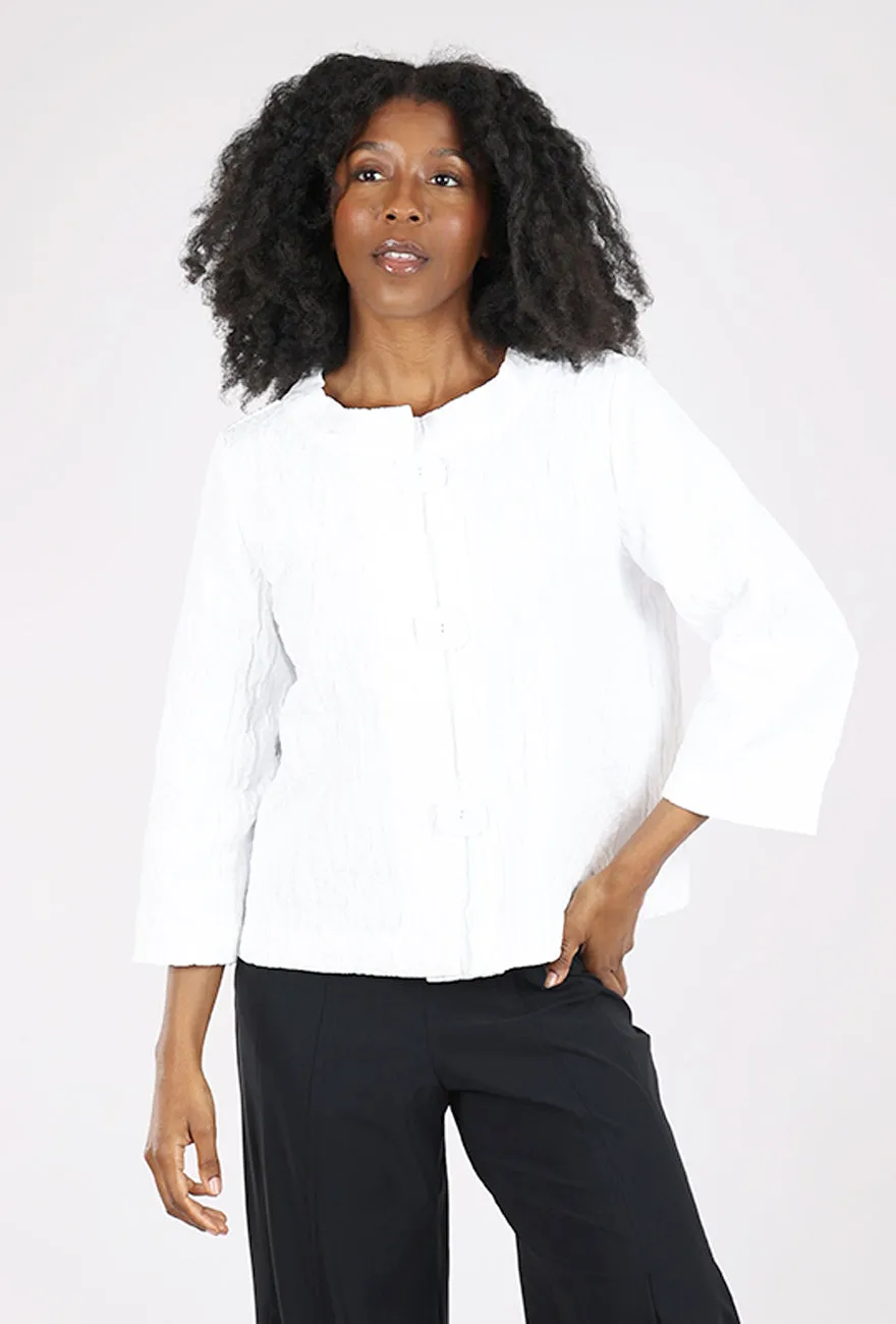 Hidden Pocket Perfect Plisse Socialite Jacket, White