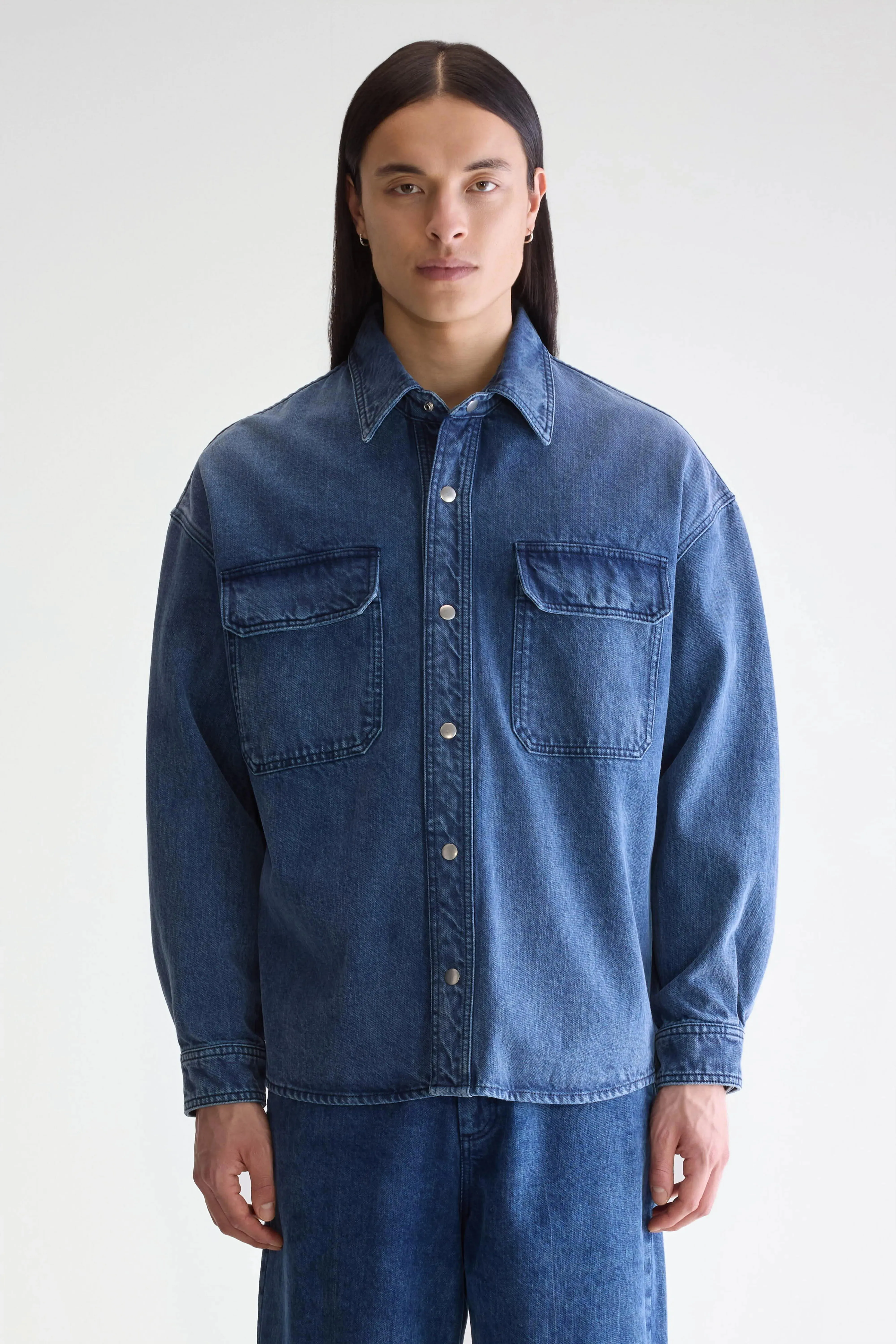 Hidden Pocket Poach overshirt (252 / M / BLUE SNOW)